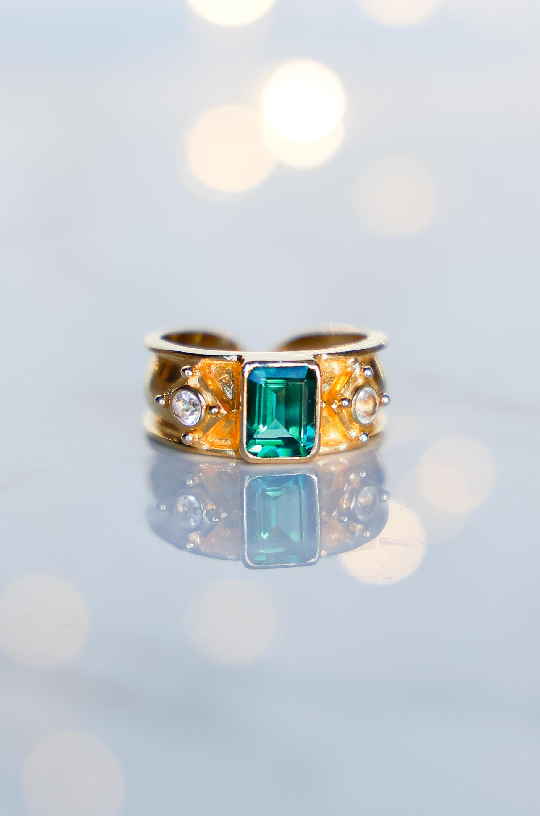 ANILLO AURORA GOLD CUARZO VERDE