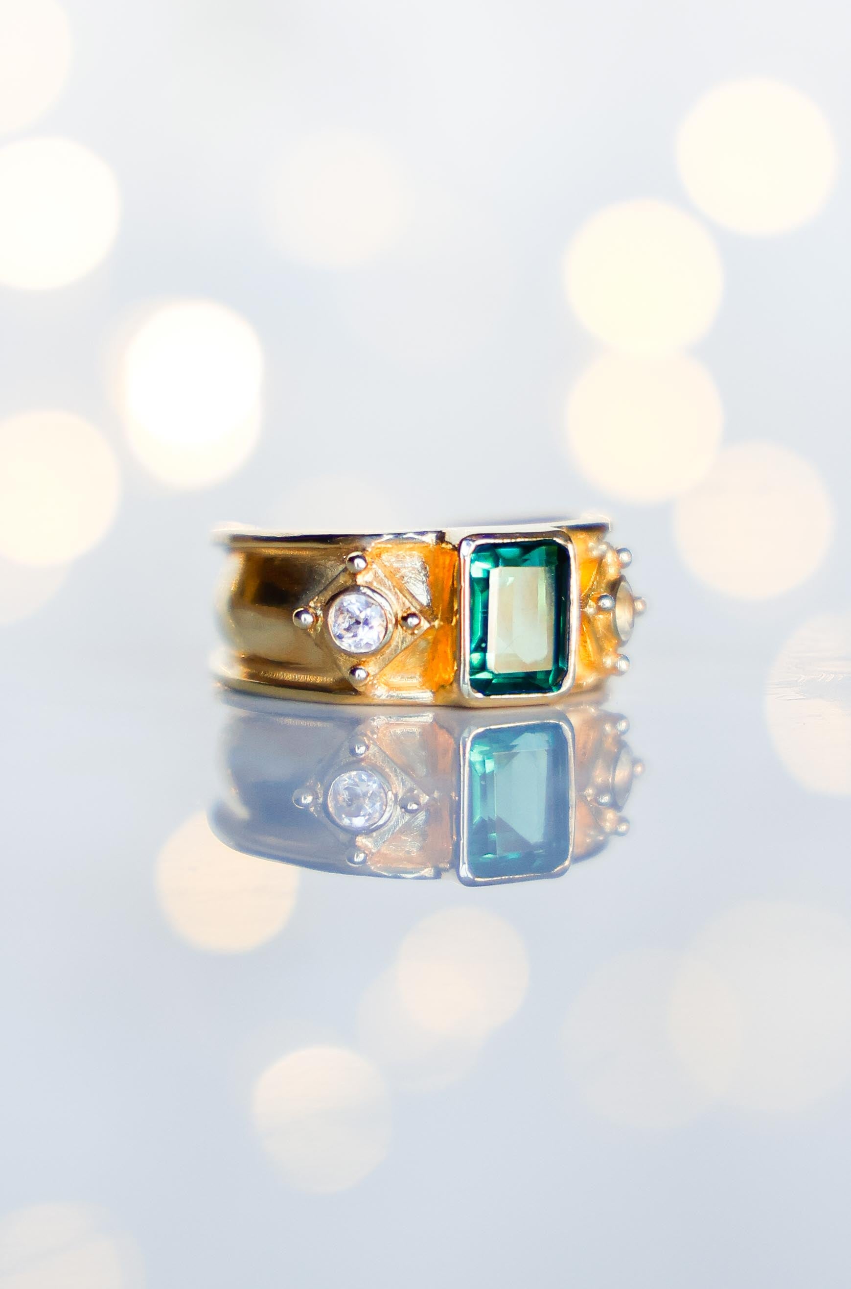 ANILLO AURORA GOLD CUARZO VERDE