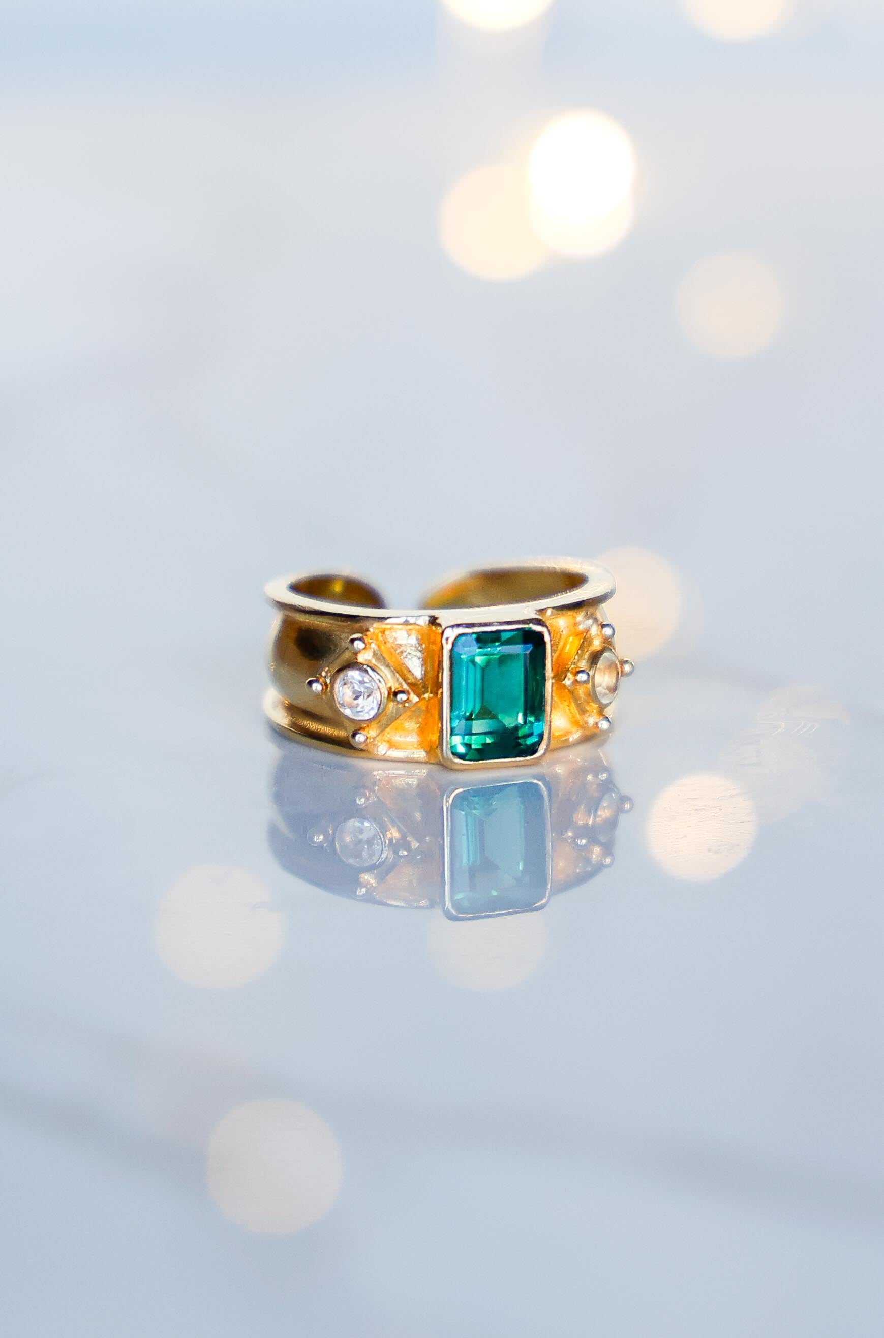 ANILLO AURORA GOLD CUARZO VERDE