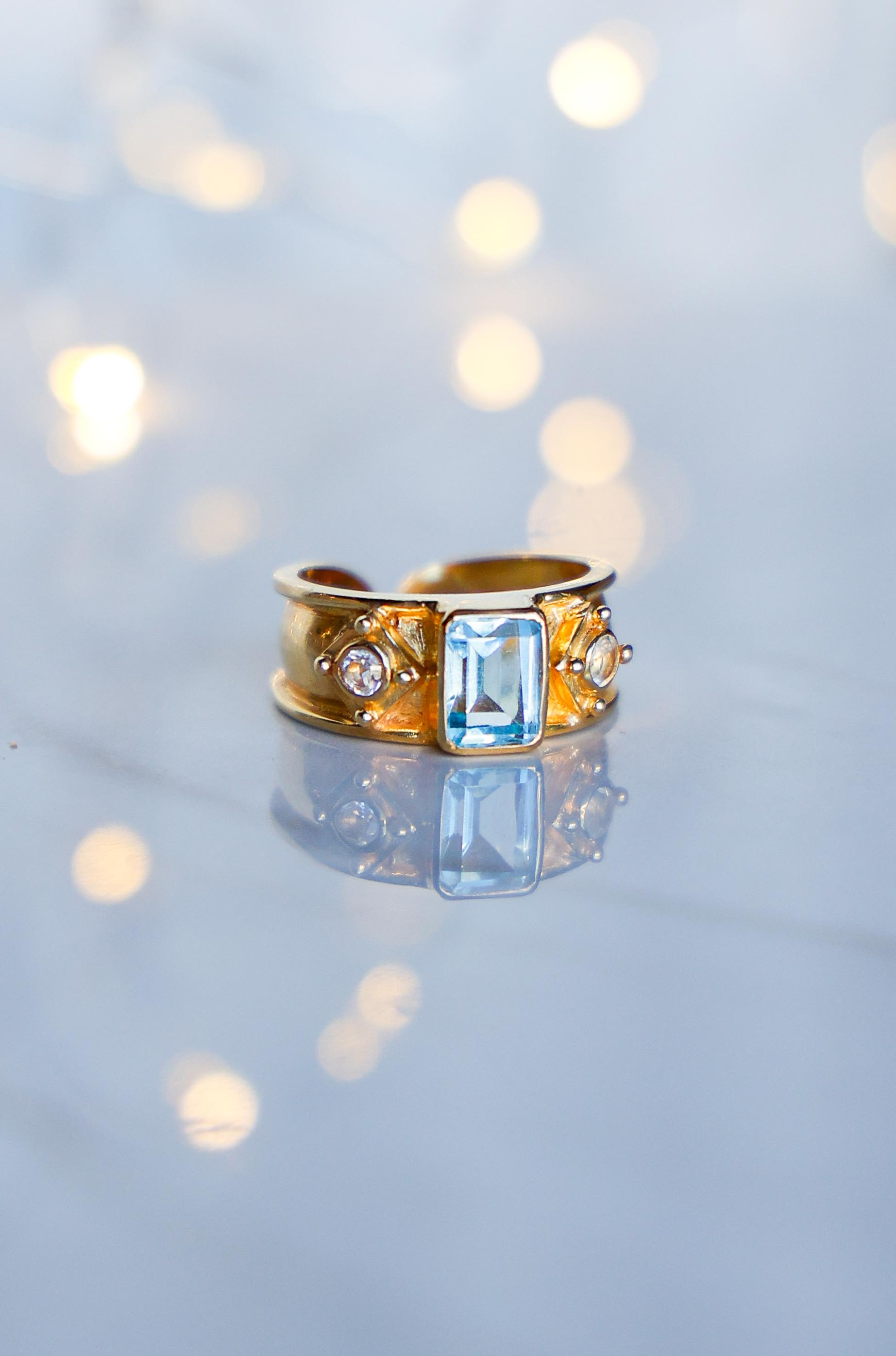ANILLO AURORA GOLD TOPACIO SWISS CELESTE