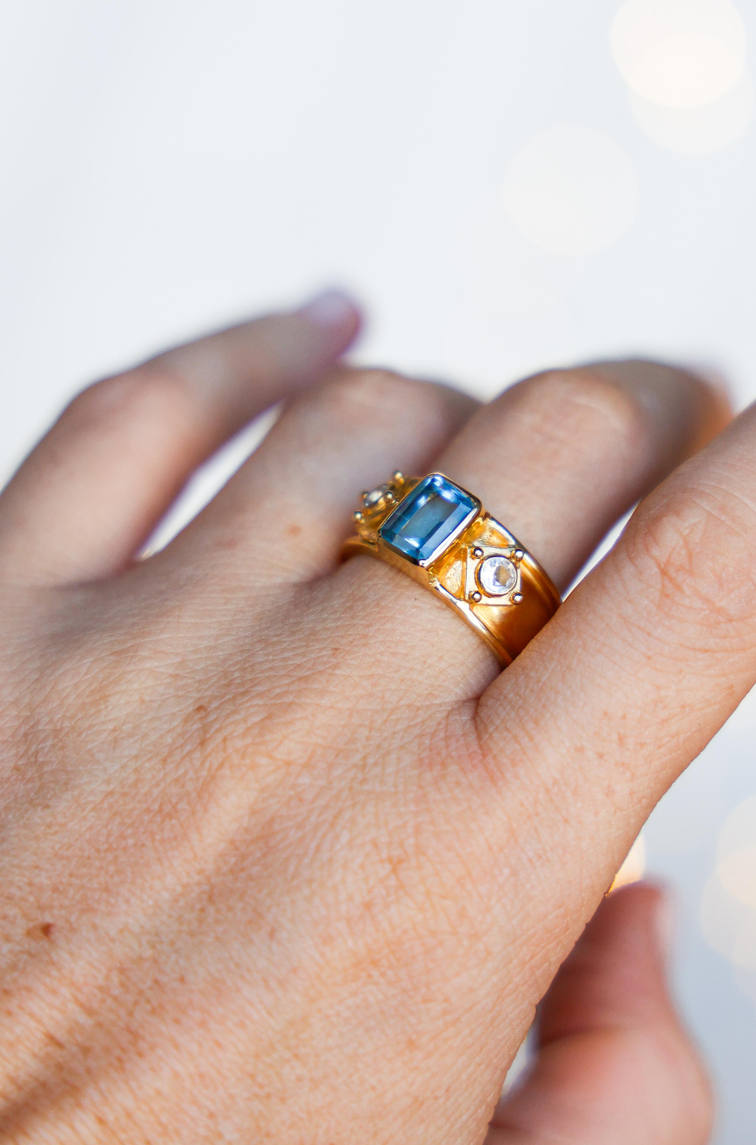 ANILLO AURORA GOLD TOPACIO SWISS CELESTE
