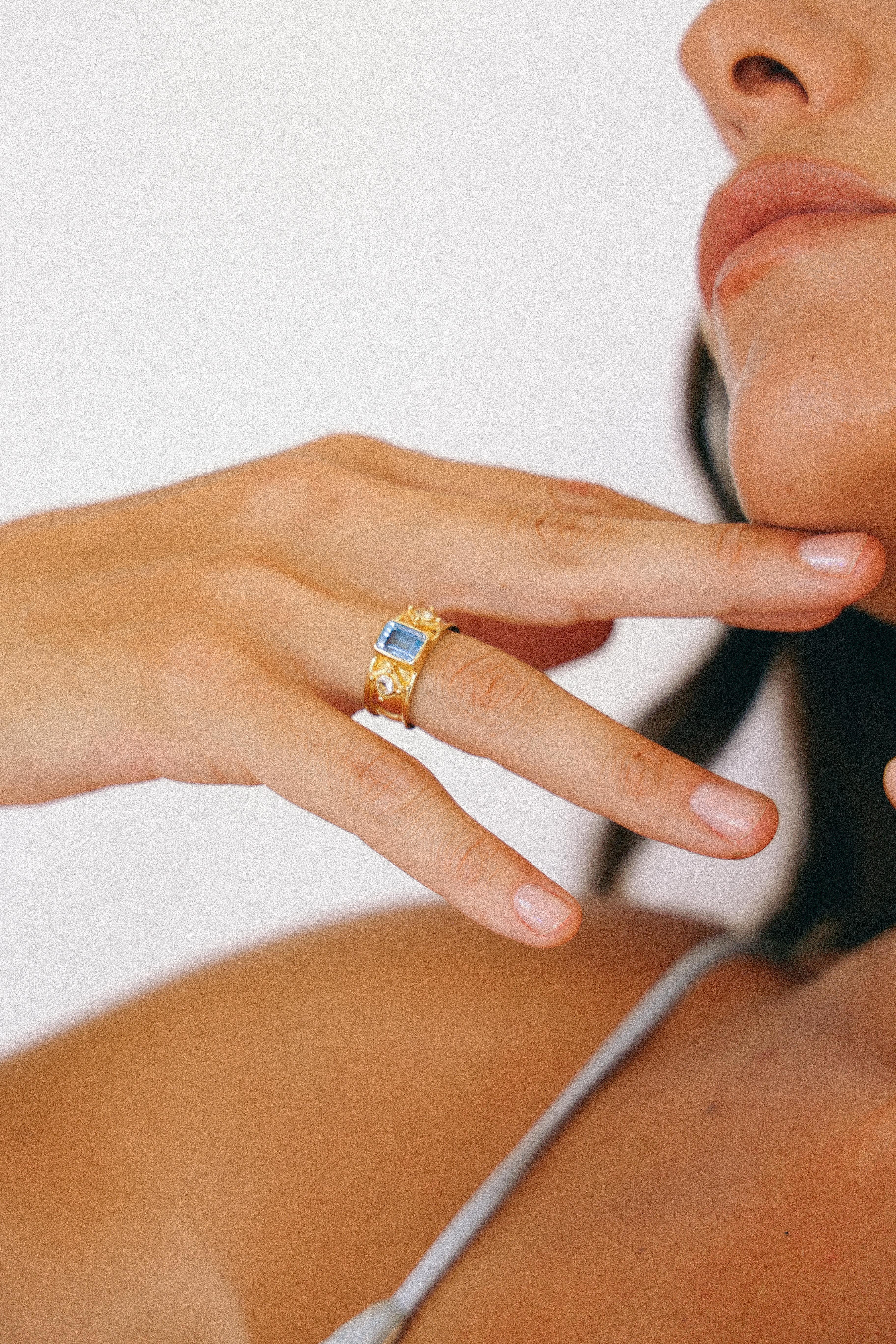 ANILLO AURORA GOLD TOPACIO SWISS CELESTE