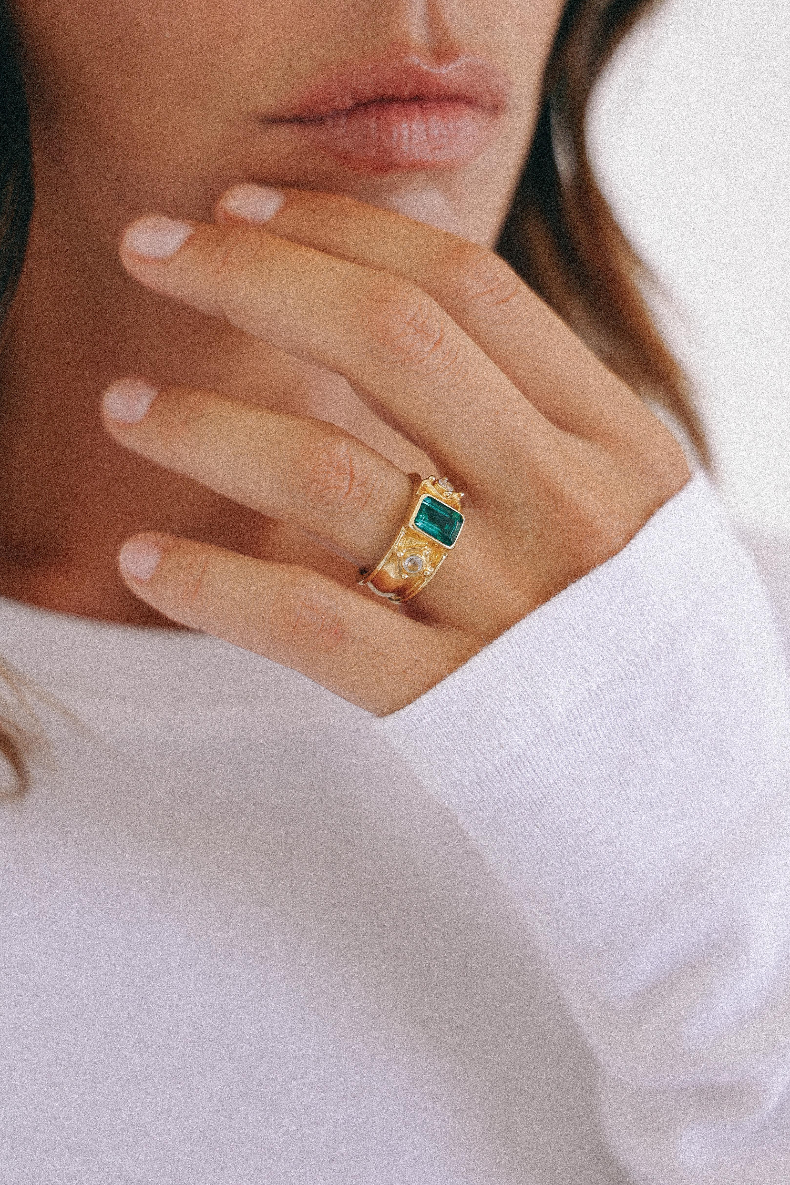 ANILLO AURORA GOLD CUARZO VERDE