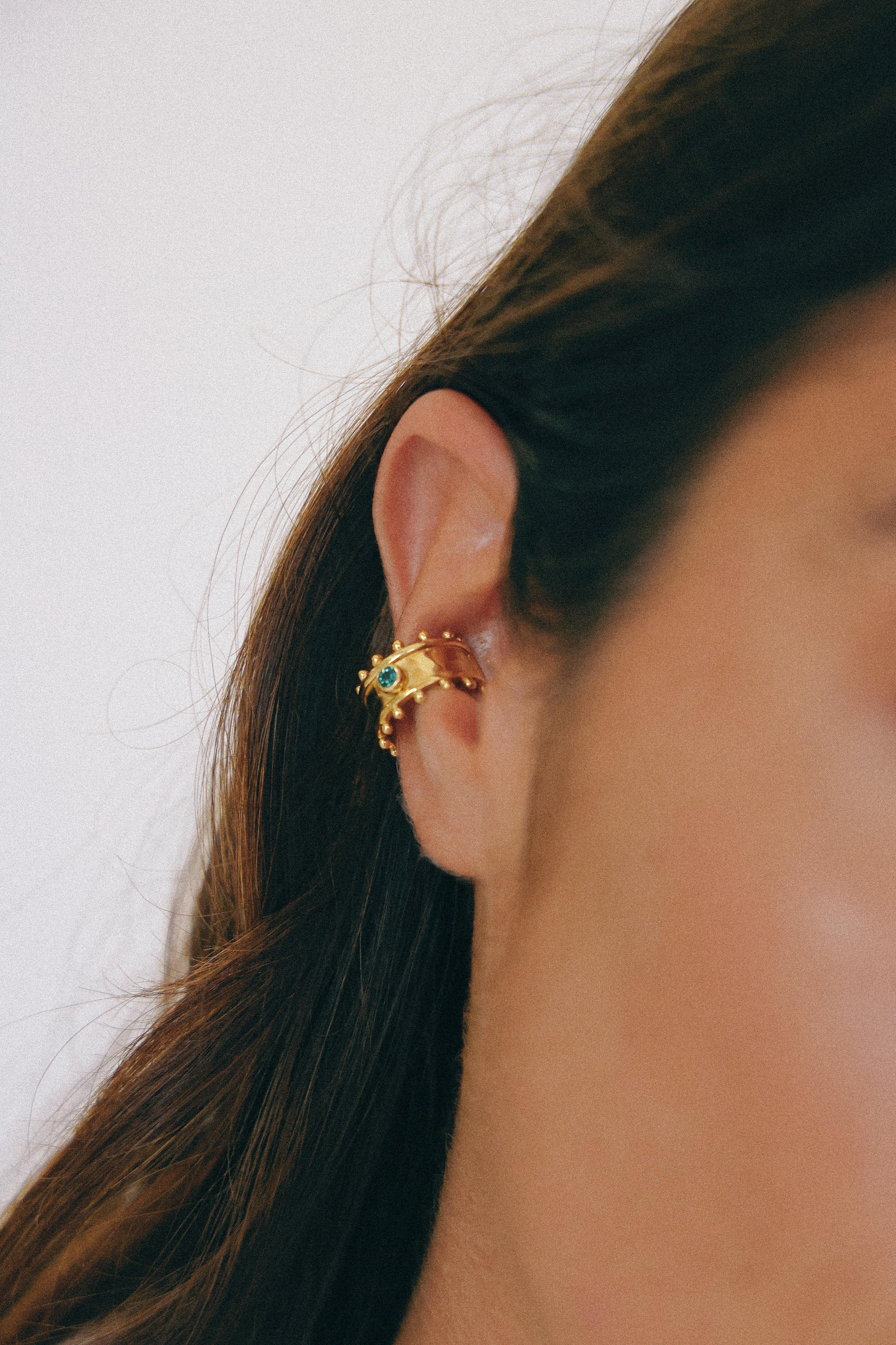 ARO EARCUFF ETER GOLD Y CUARZO VERDE