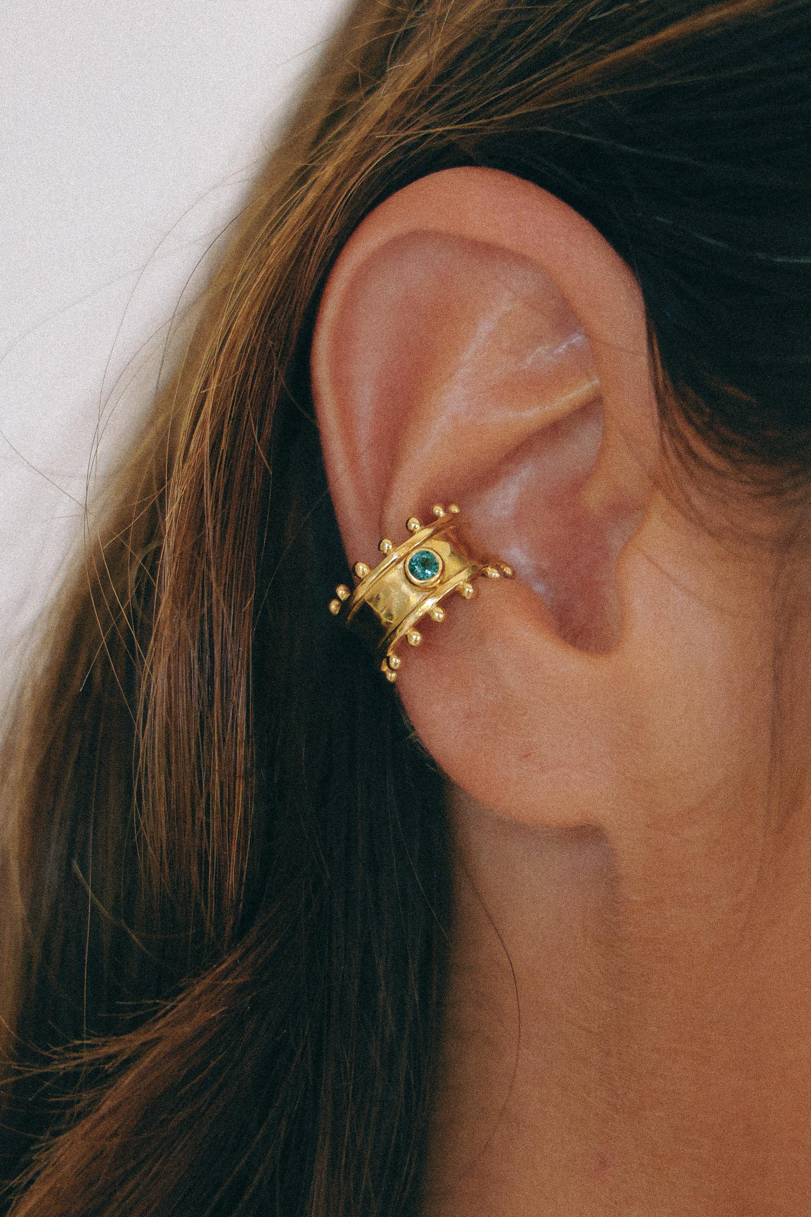 ARO EARCUFF ETER GOLD Y CUARZO VERDE