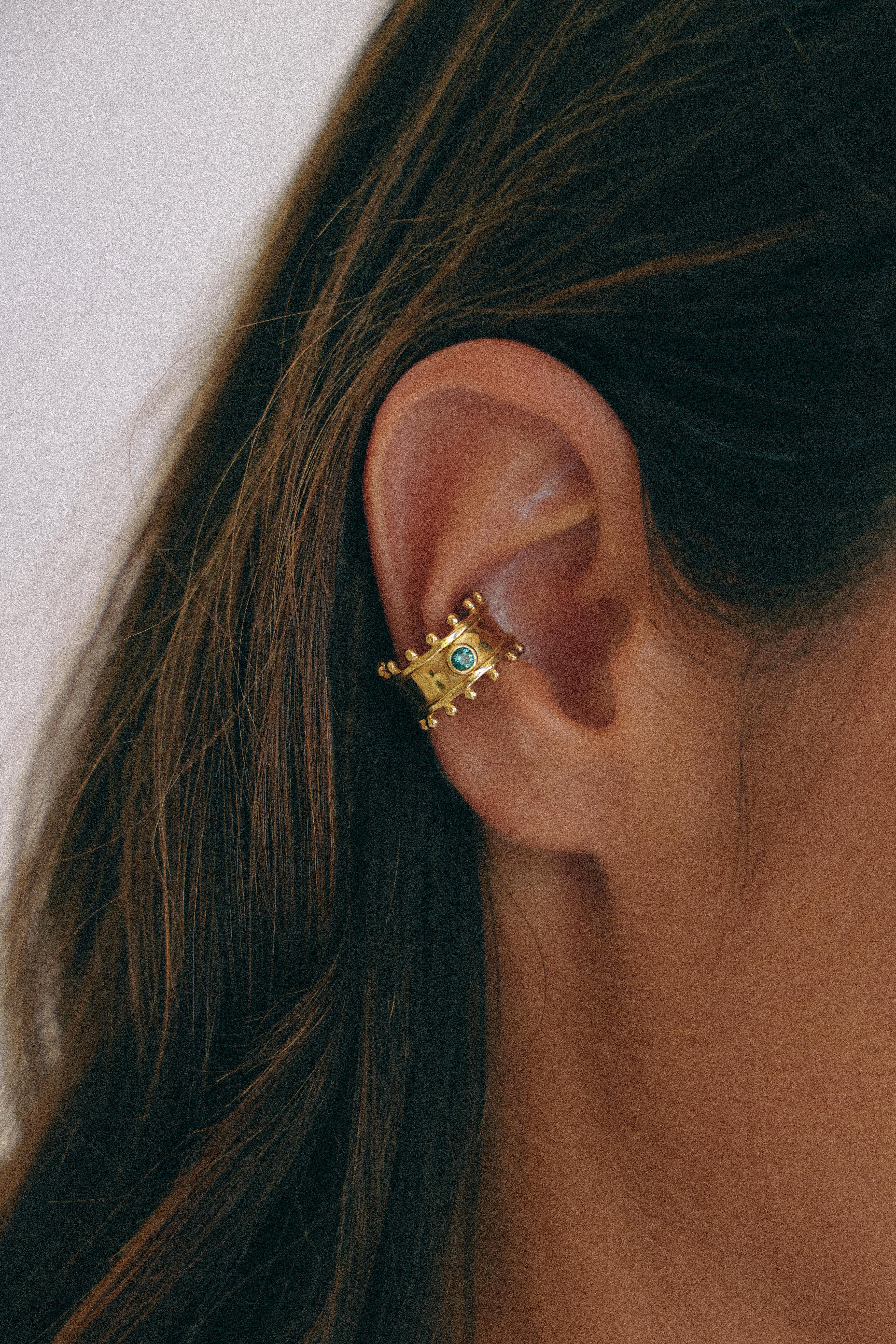 ARO EARCUFF ETER GOLD Y CUARZO VERDE