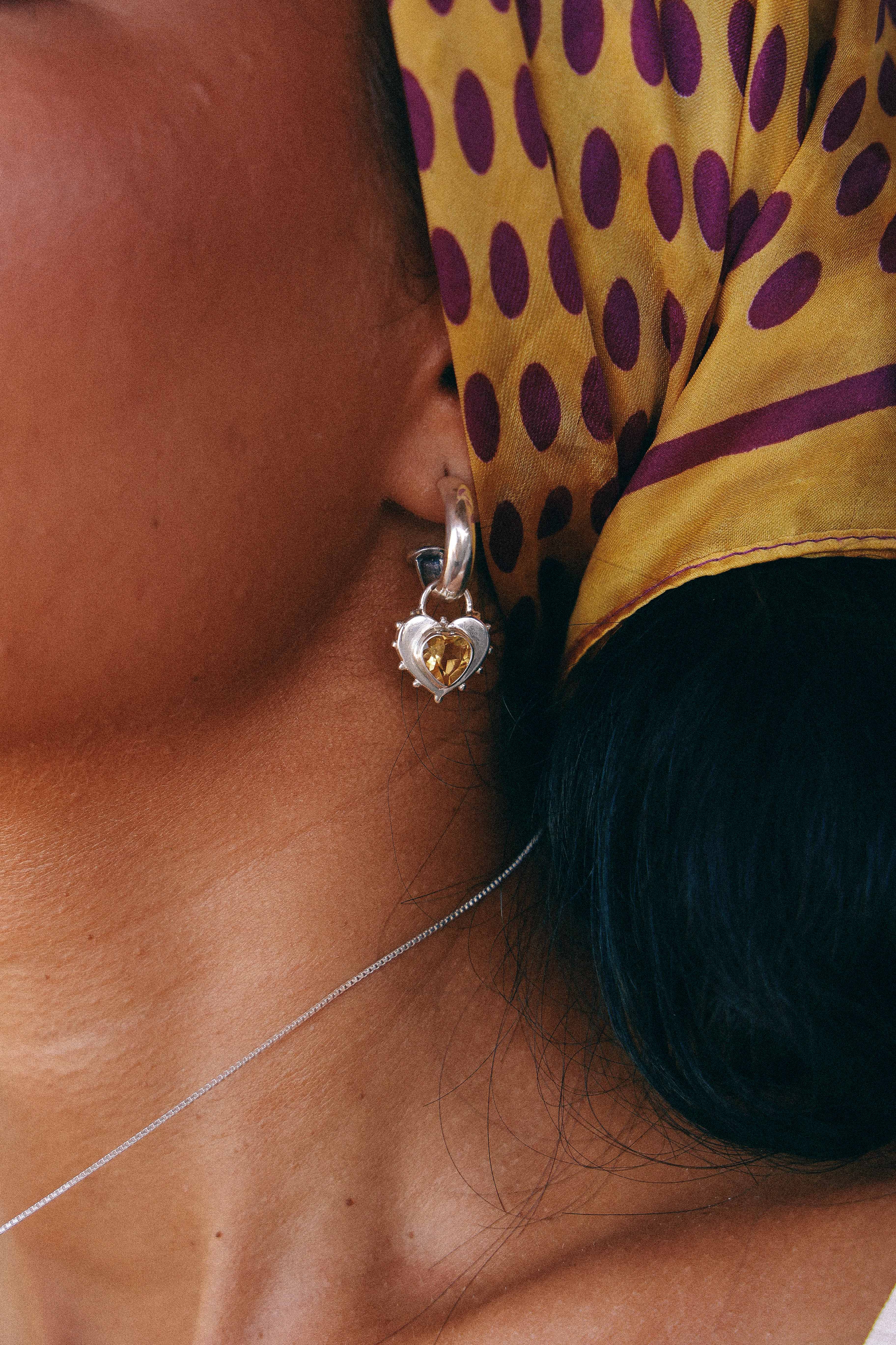 AROS CORAZON DE PLATA Y CITRINO