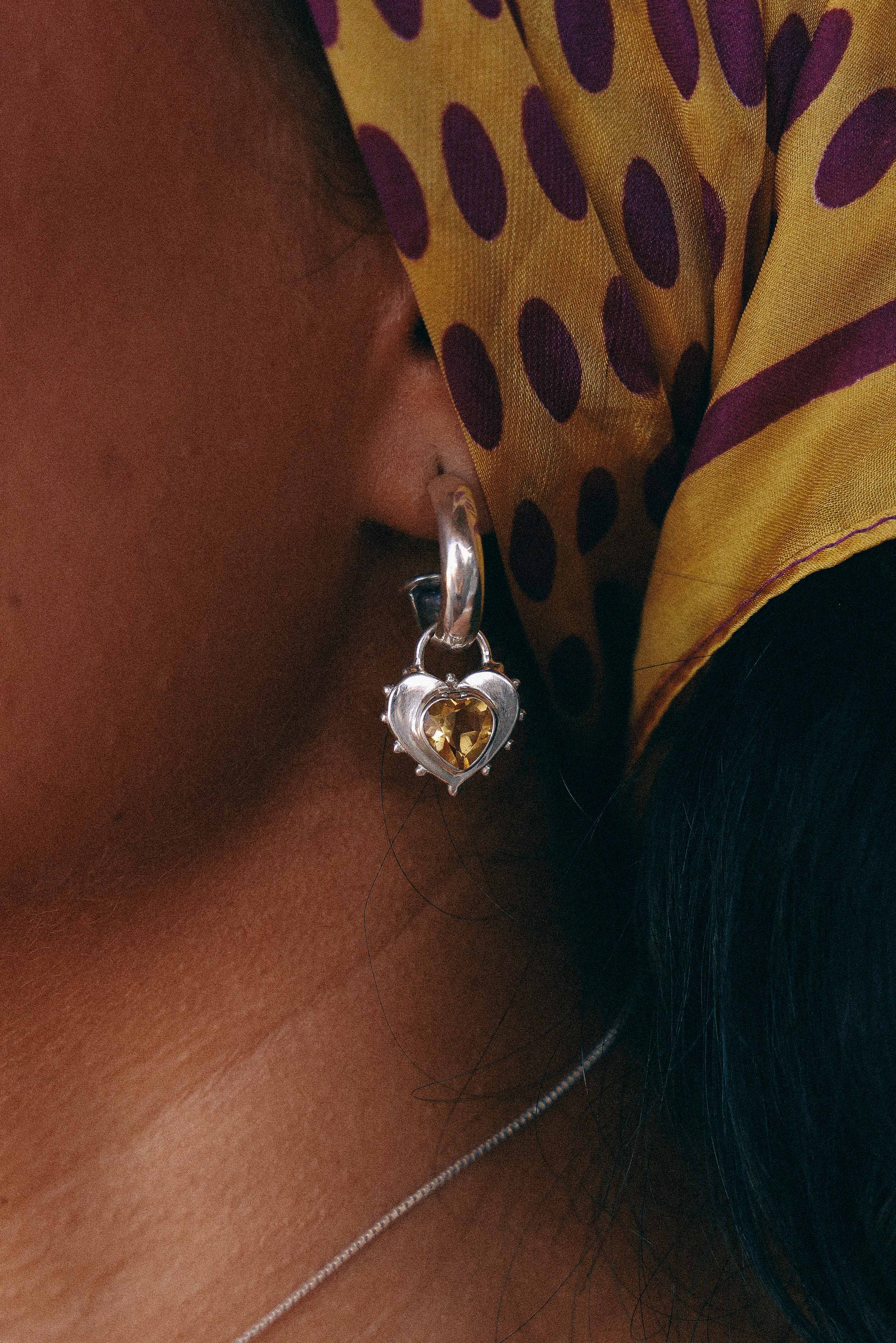 AROS CORAZON DE PLATA Y CITRINO