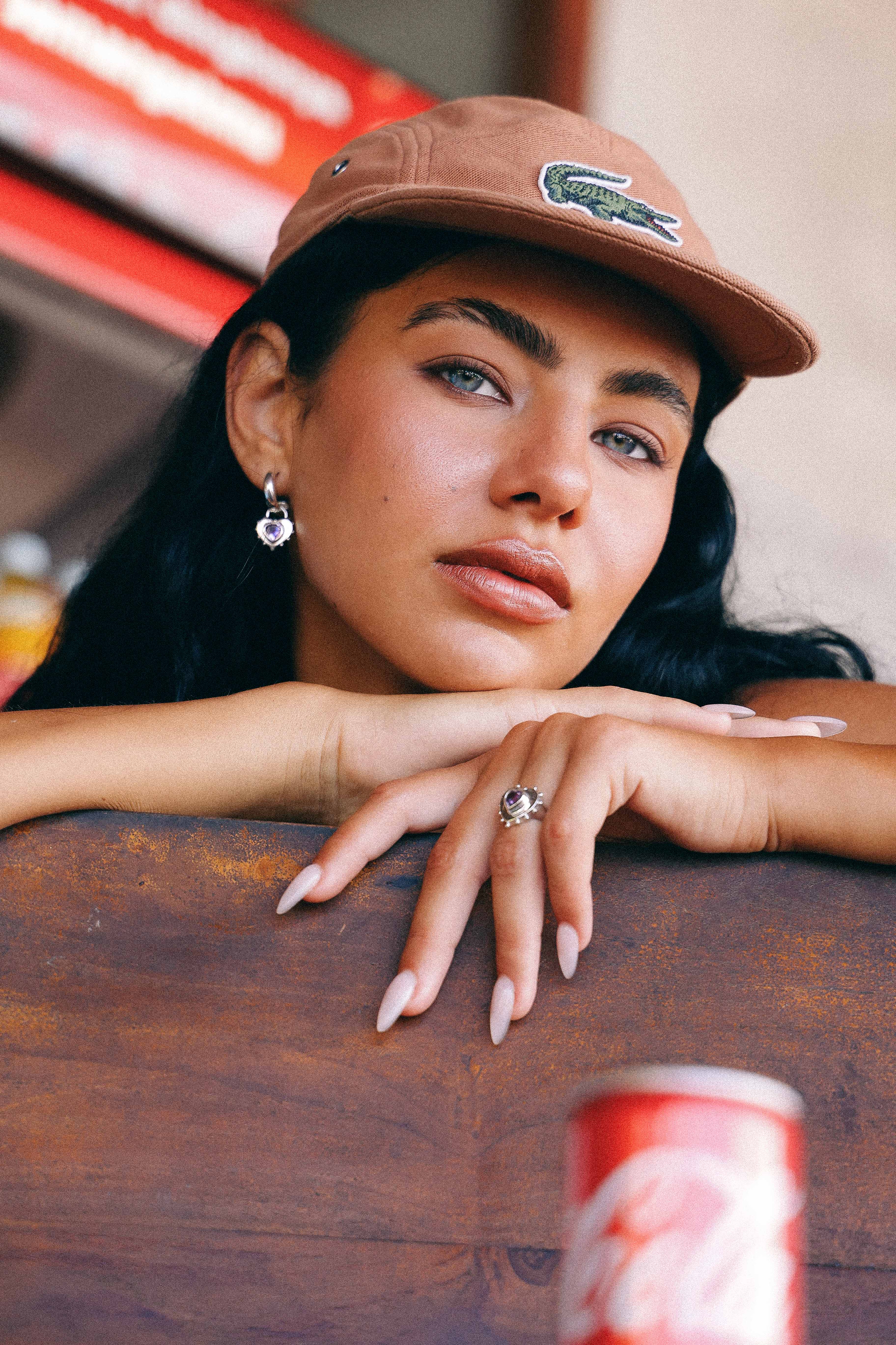 AROS CORAZON DE PLATA Y AMATISTA