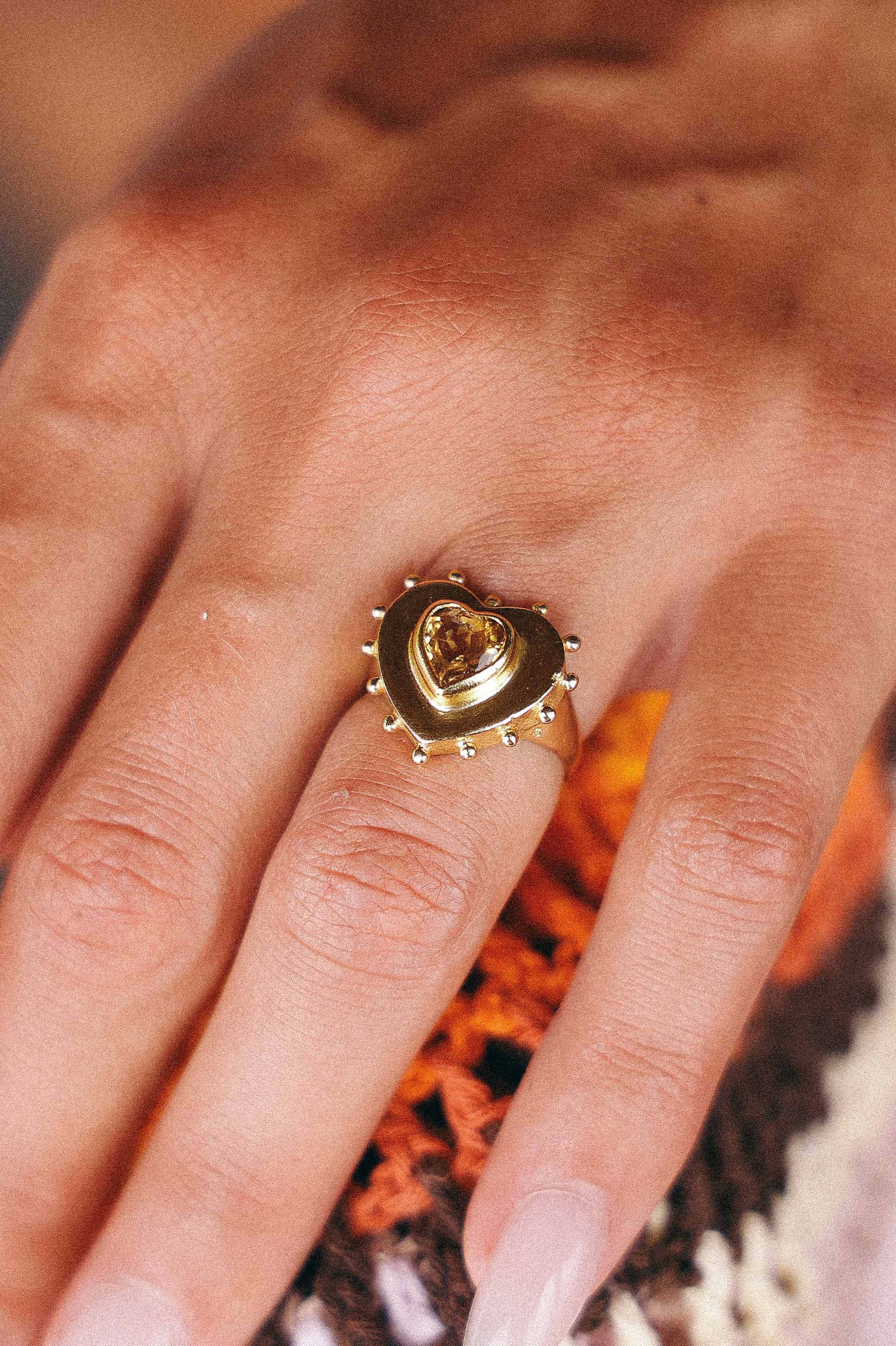 ANILLO CORAZON CITRINO GOLD