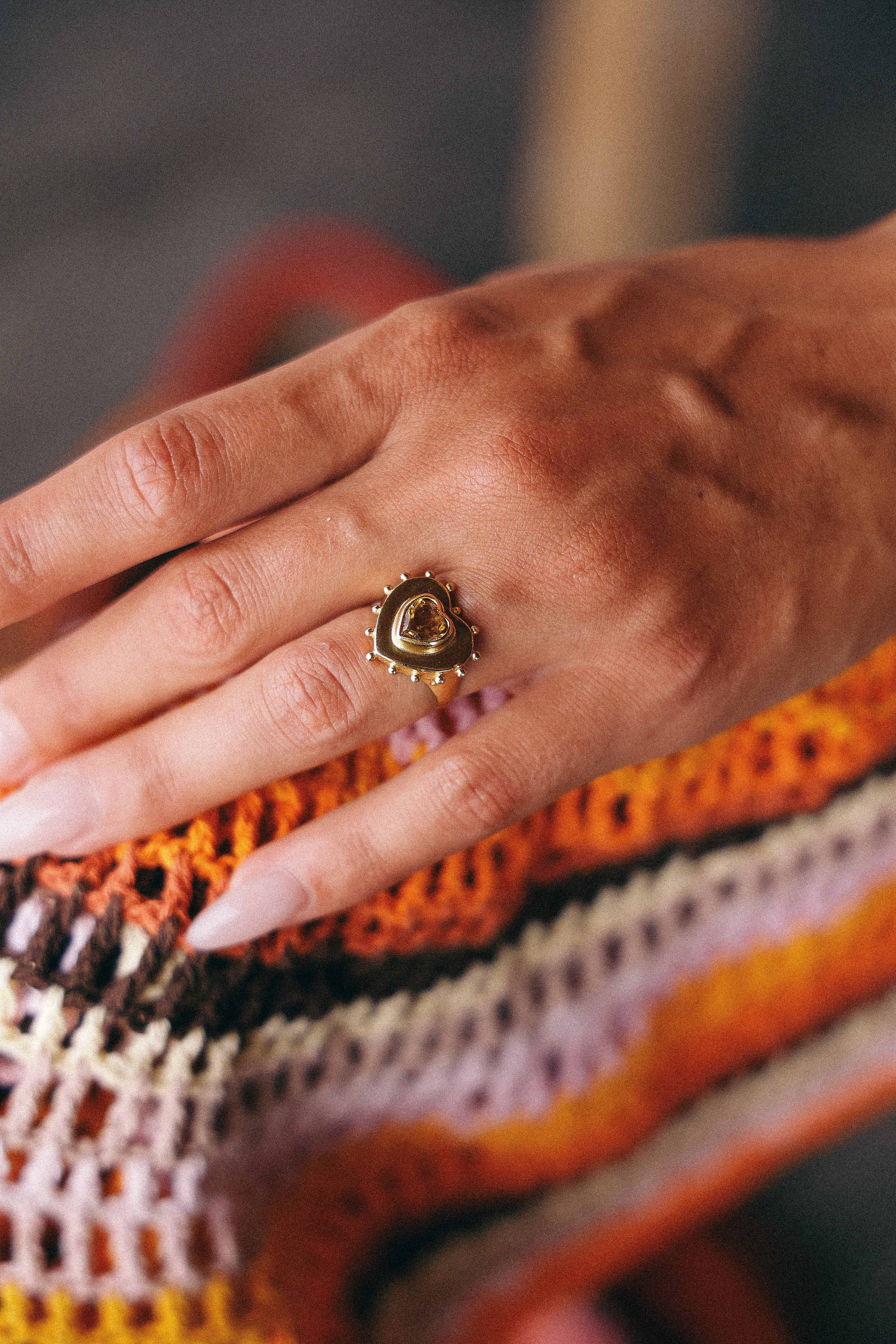 ANILLO CORAZON CITRINO GOLD
