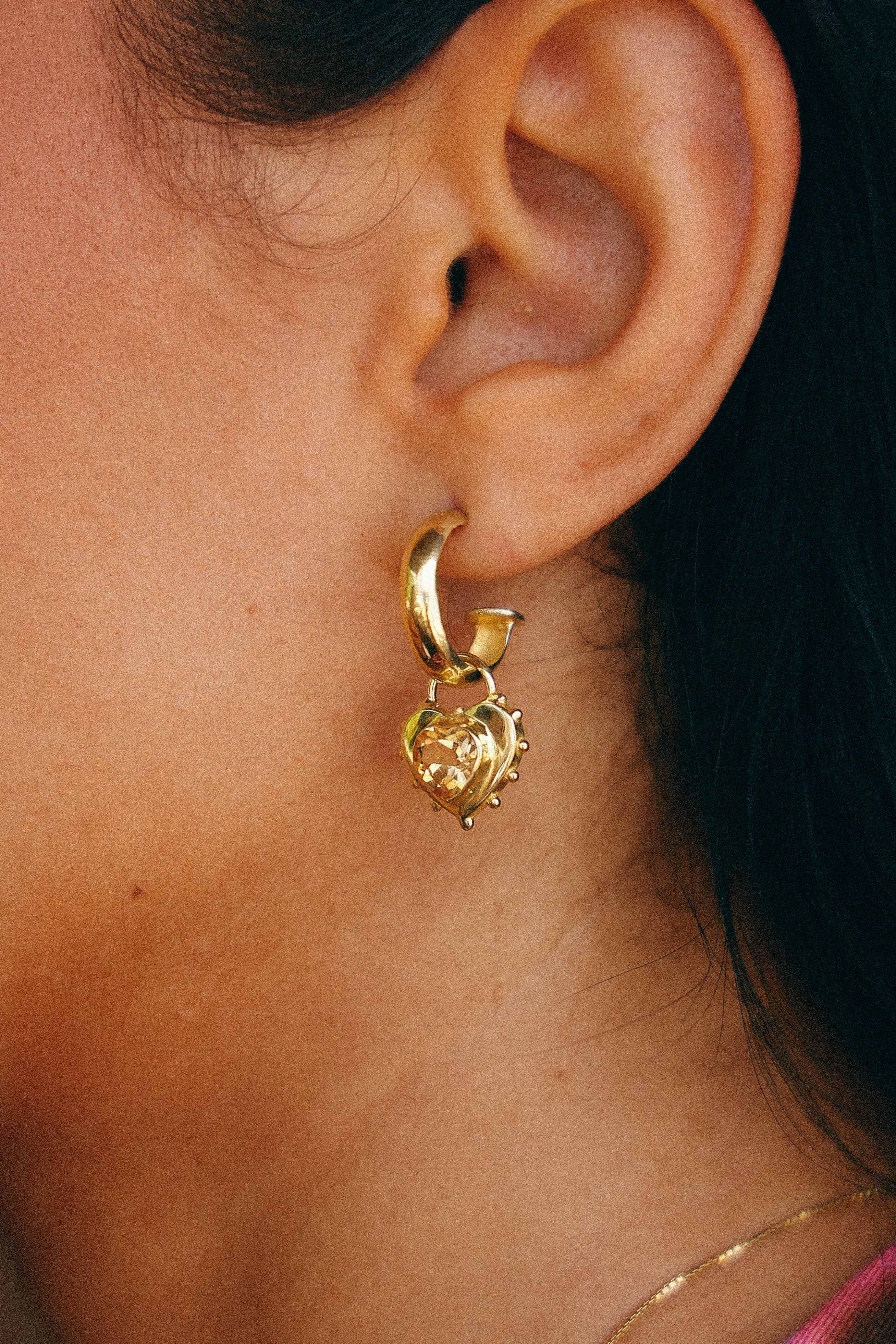 AROS CORAZON CITRINO GOLD