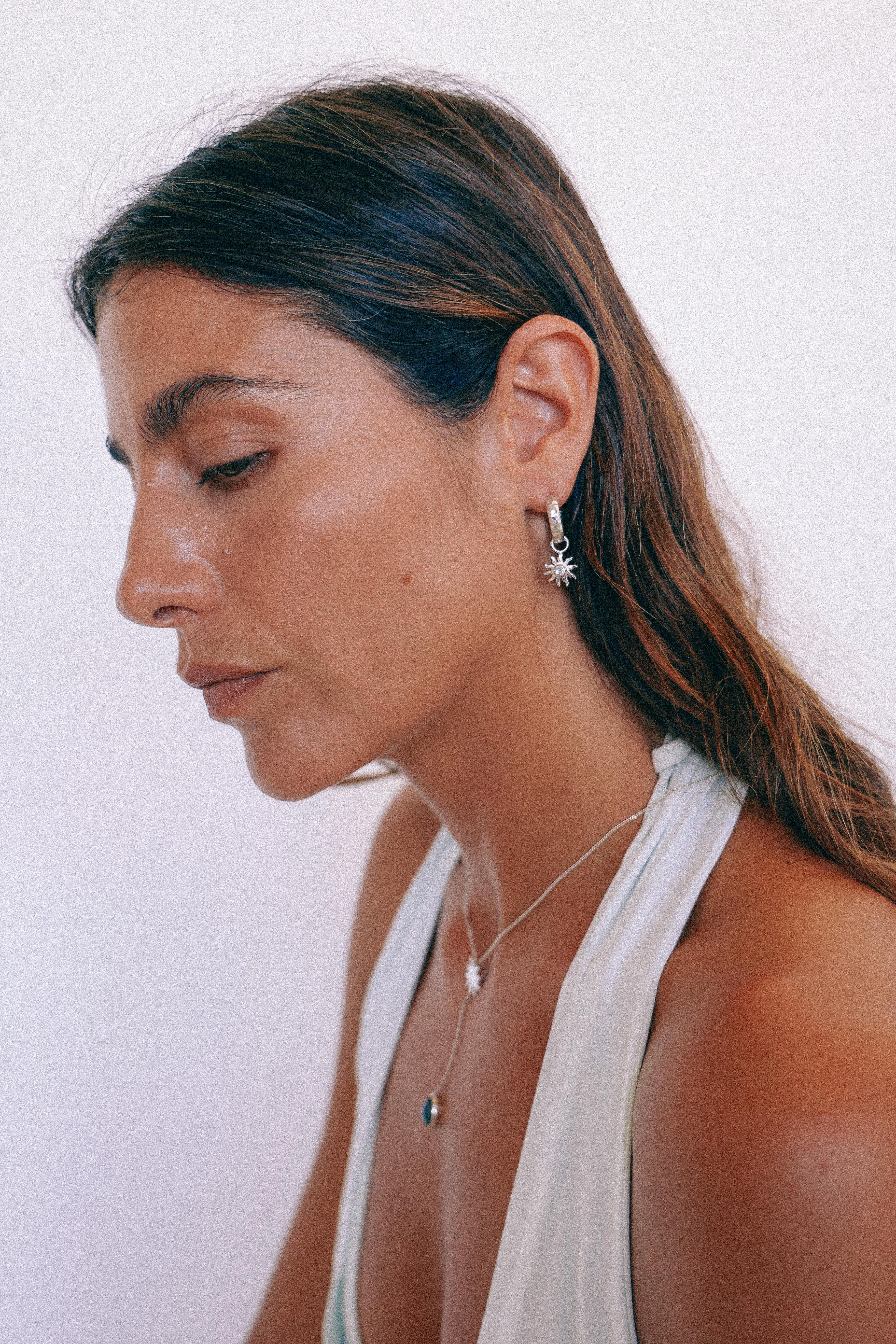 AROS AUREA DE PLATA Y TOPACIO BLANCO