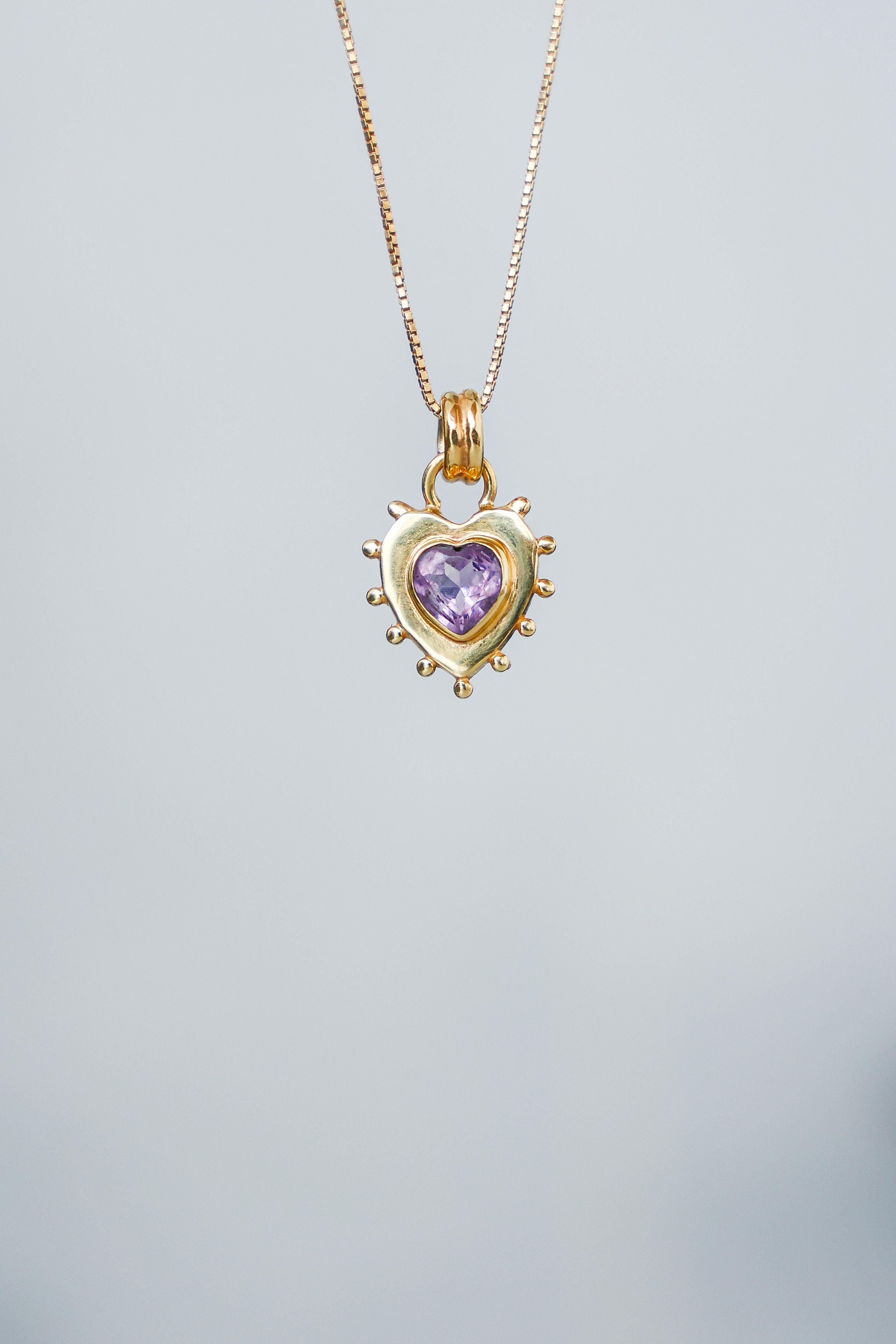 COLLAR CORAZON AMATISTA GOLD