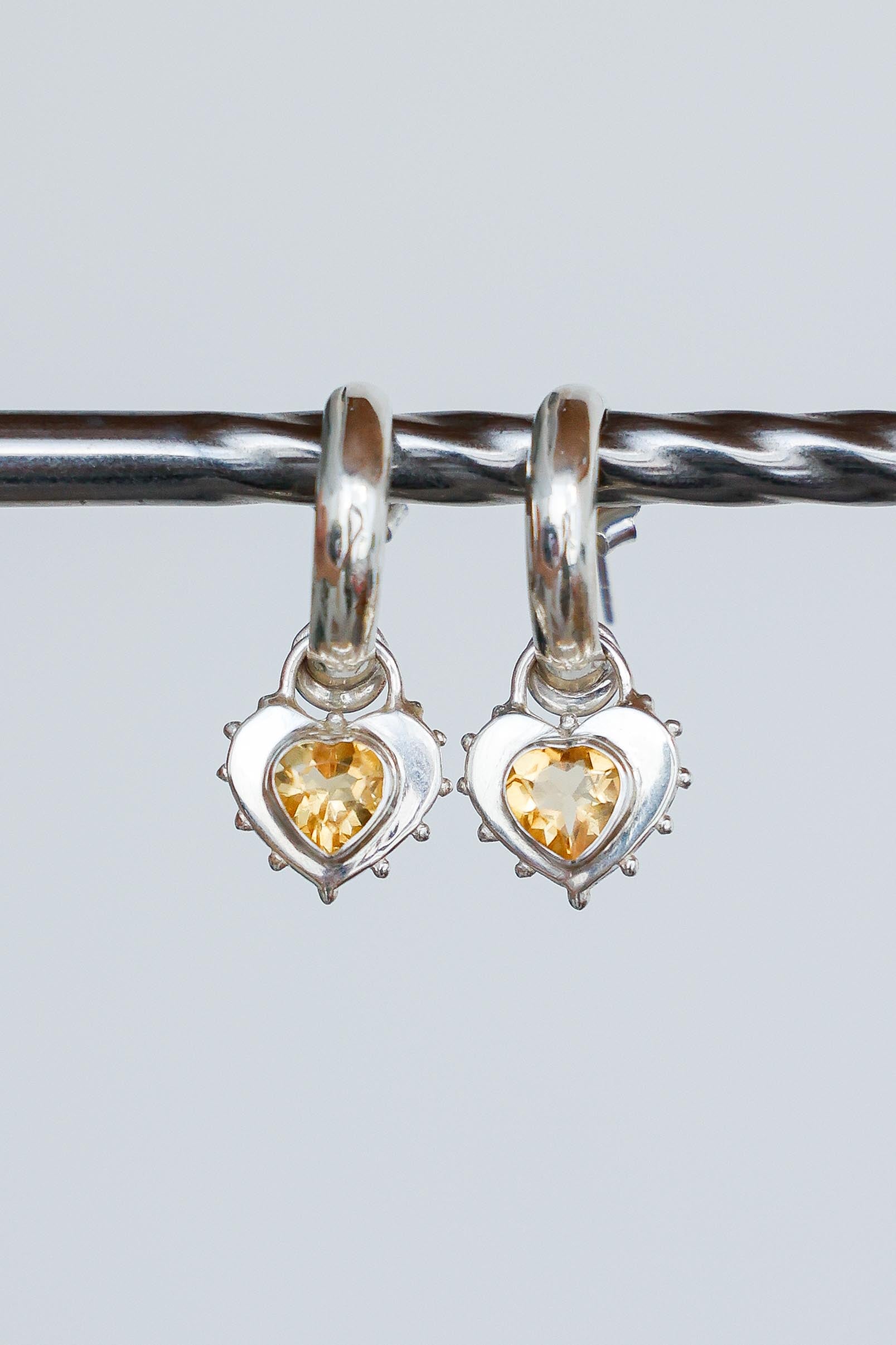 AROS CORAZON DE PLATA Y CITRINO