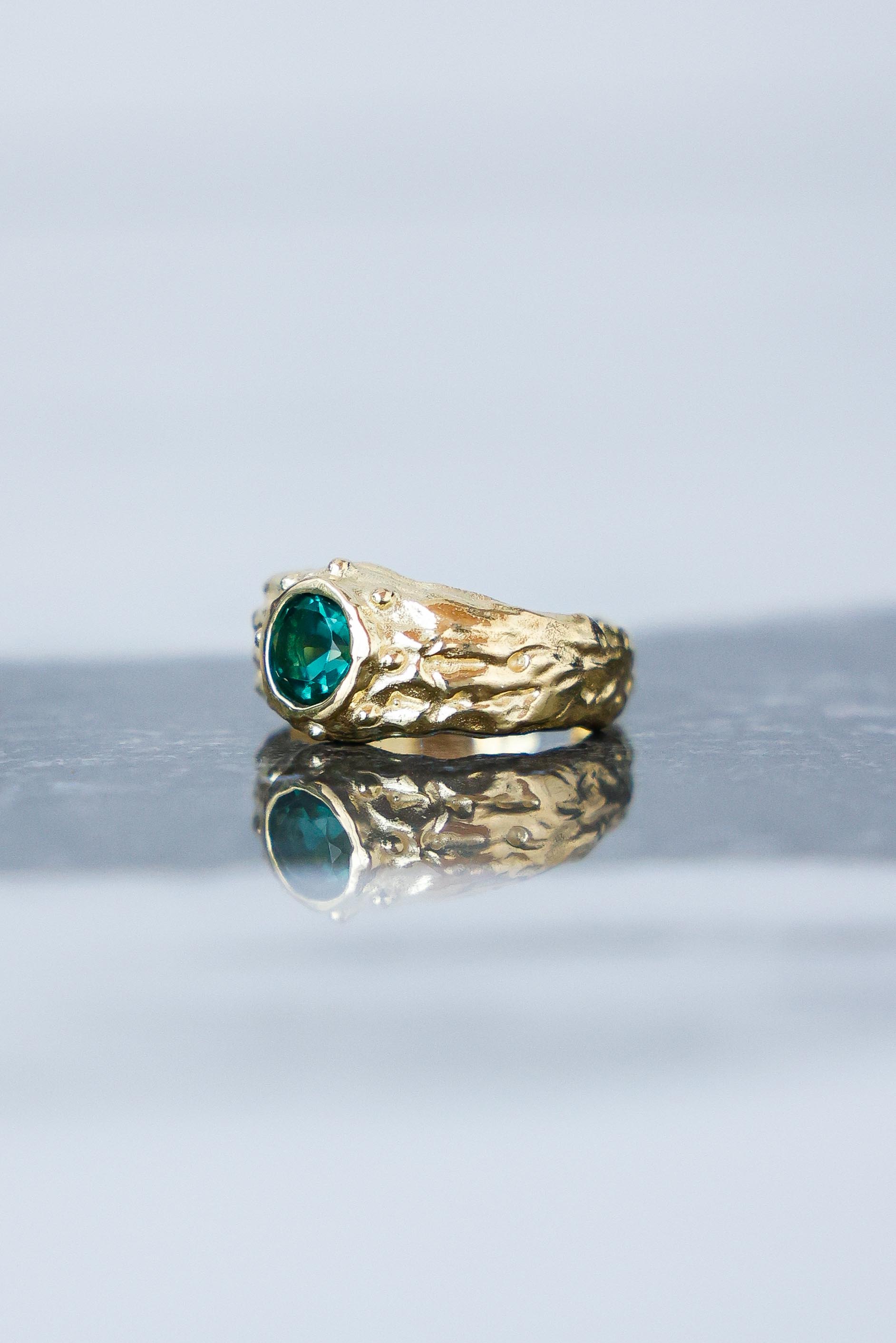 ANILLO SELES ORO PIEDRA CUARZO VERDE