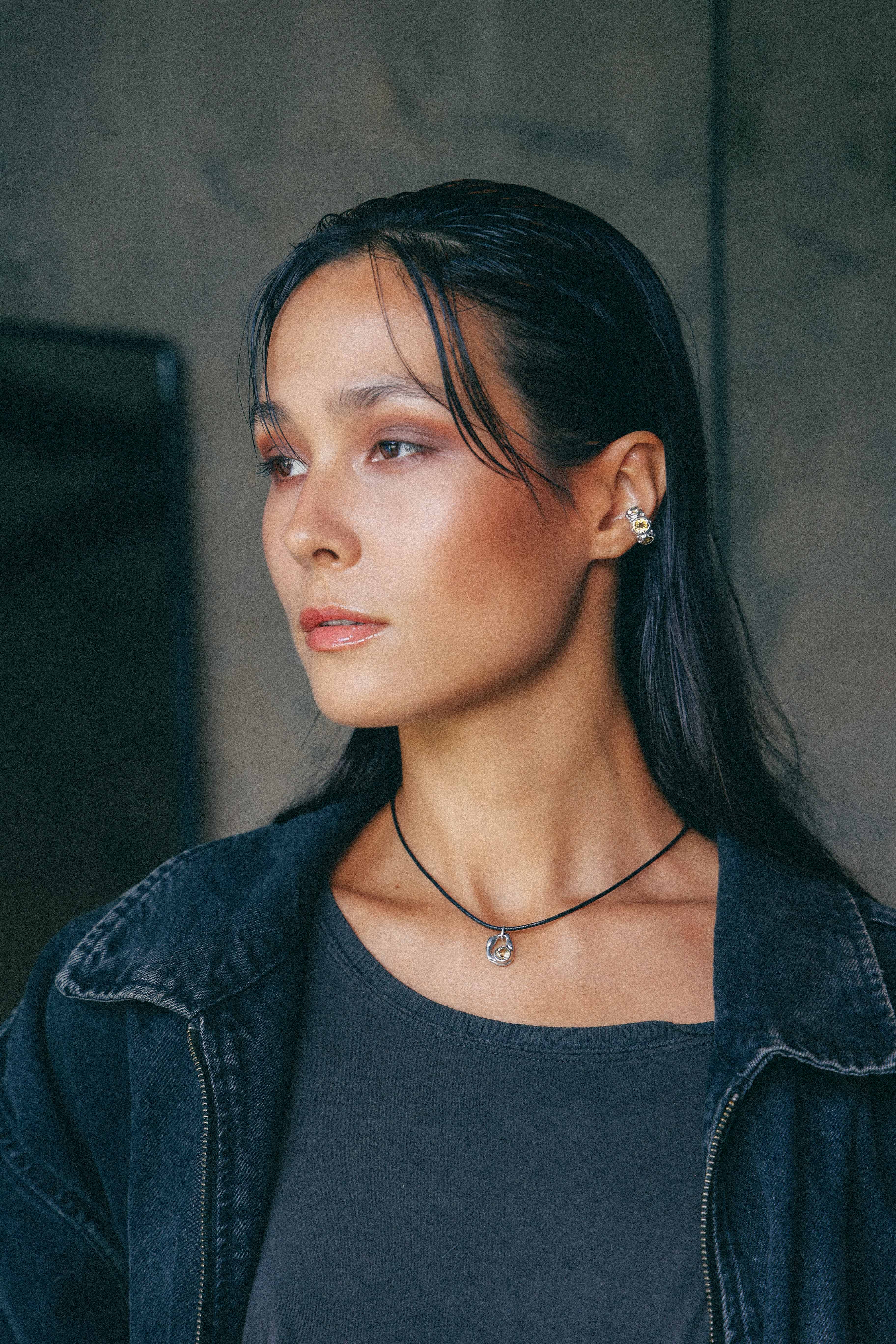 ARO EARCUFF SOLENE DE PLATA Y CITRINO