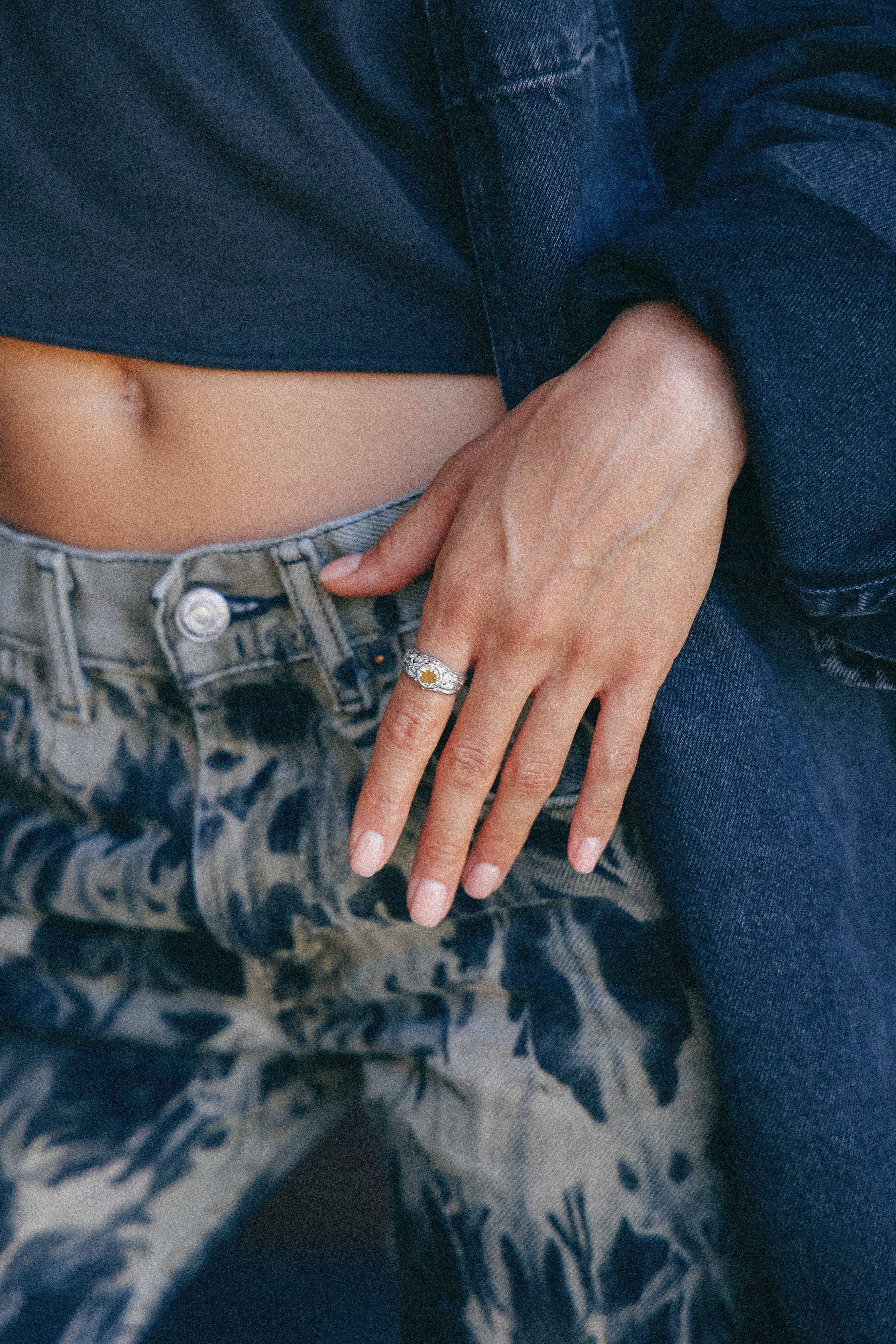 ANILLO SELES DE PLATA Y CITRINO