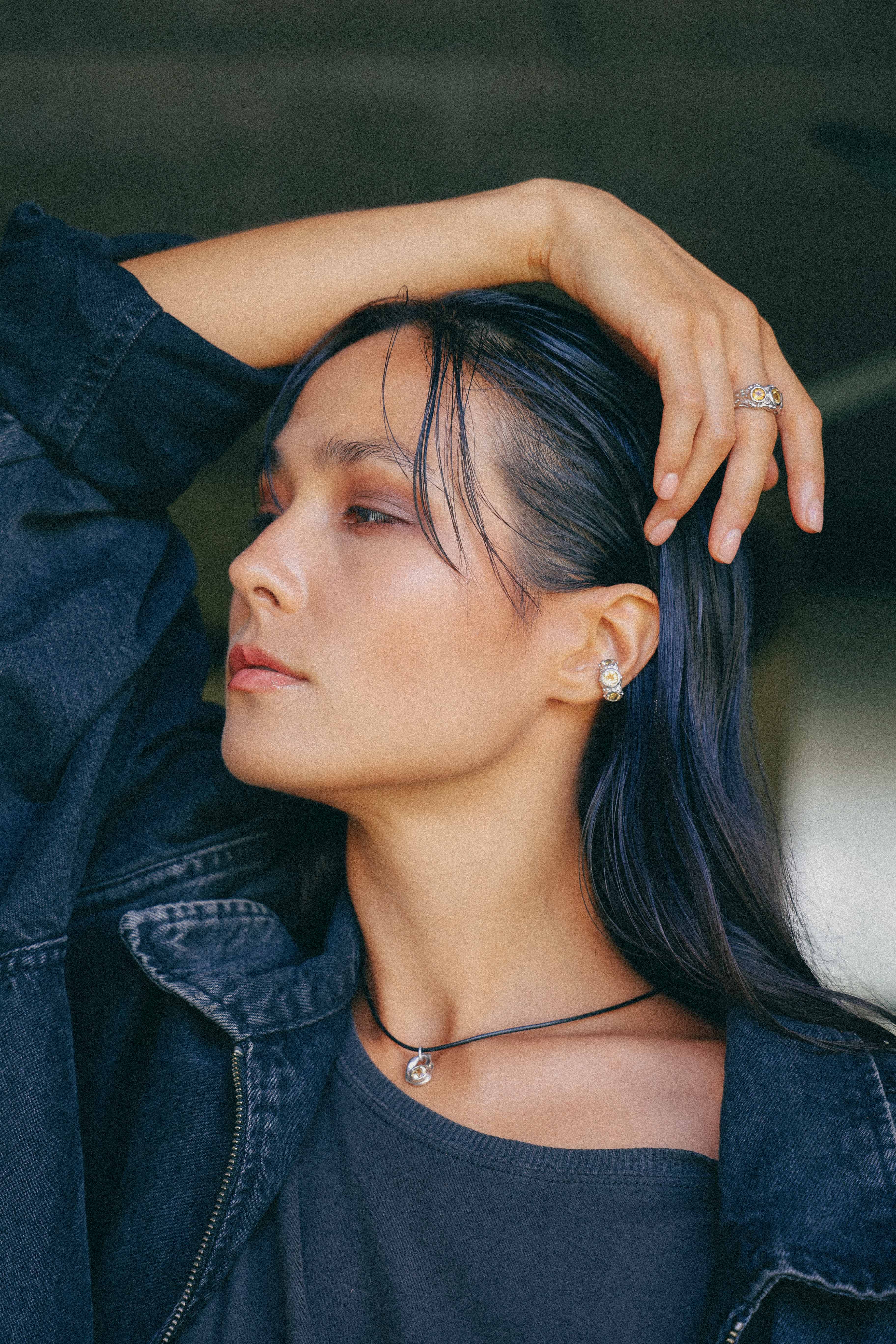 ARO EARCUFF SOLENE DE PLATA Y CITRINO