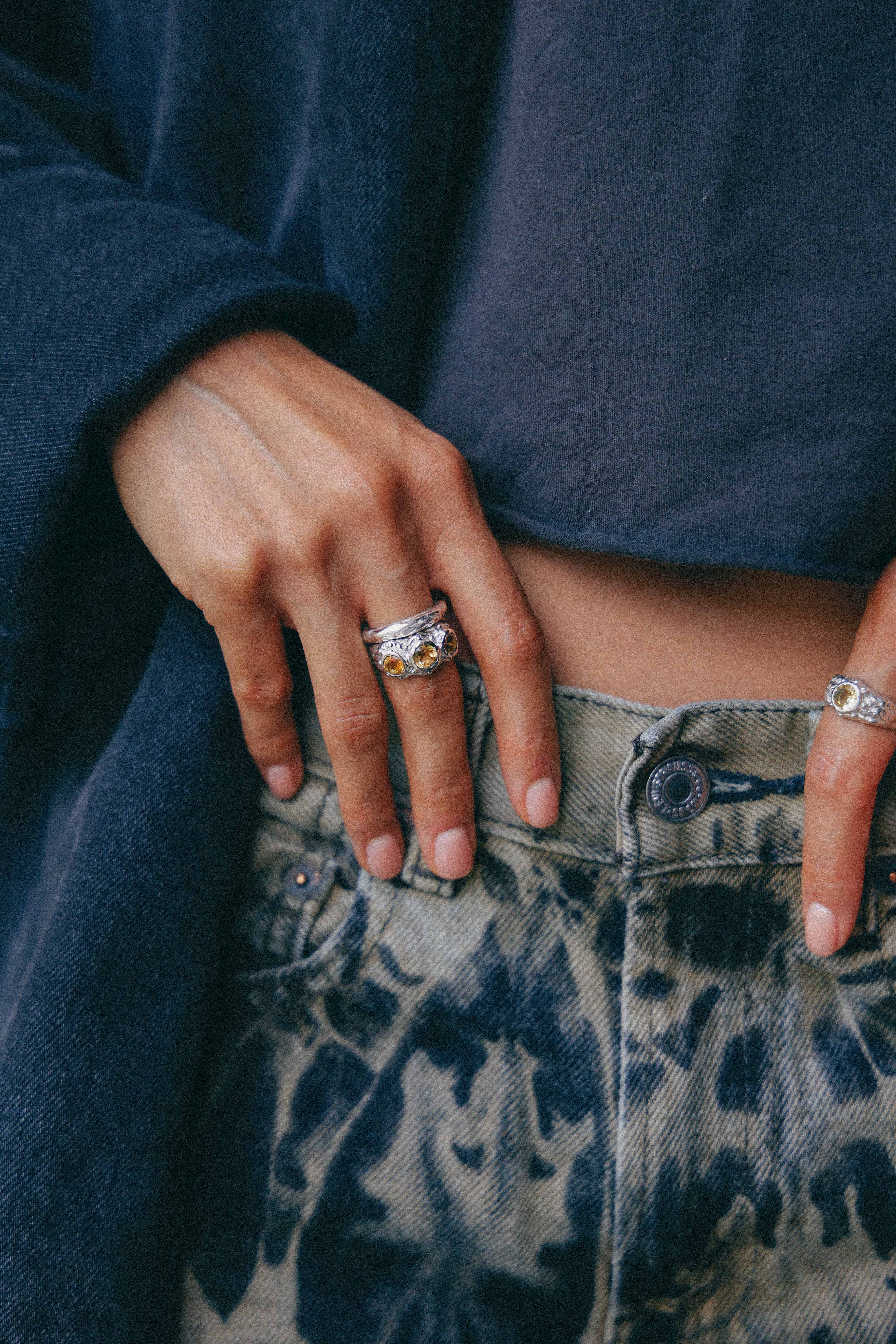 ANILLO SOLENE DE PLATA Y CITRINOS