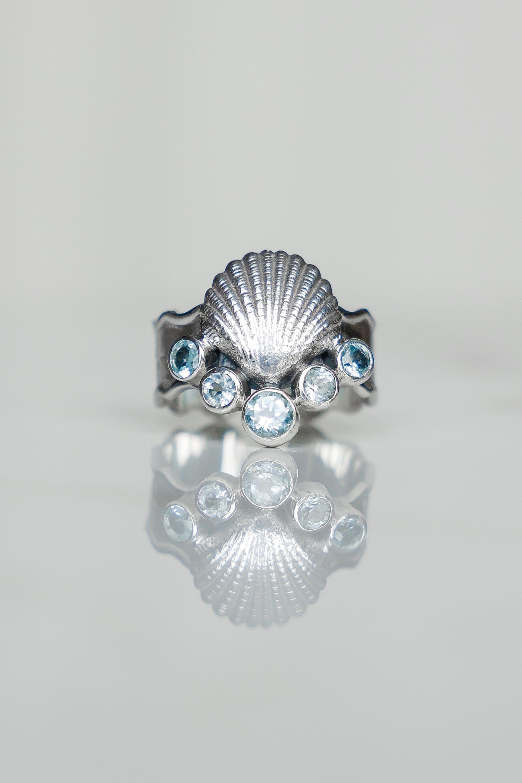 ANILLO CONMIISANKA DE PLATA Y TOPACIO CELESTE