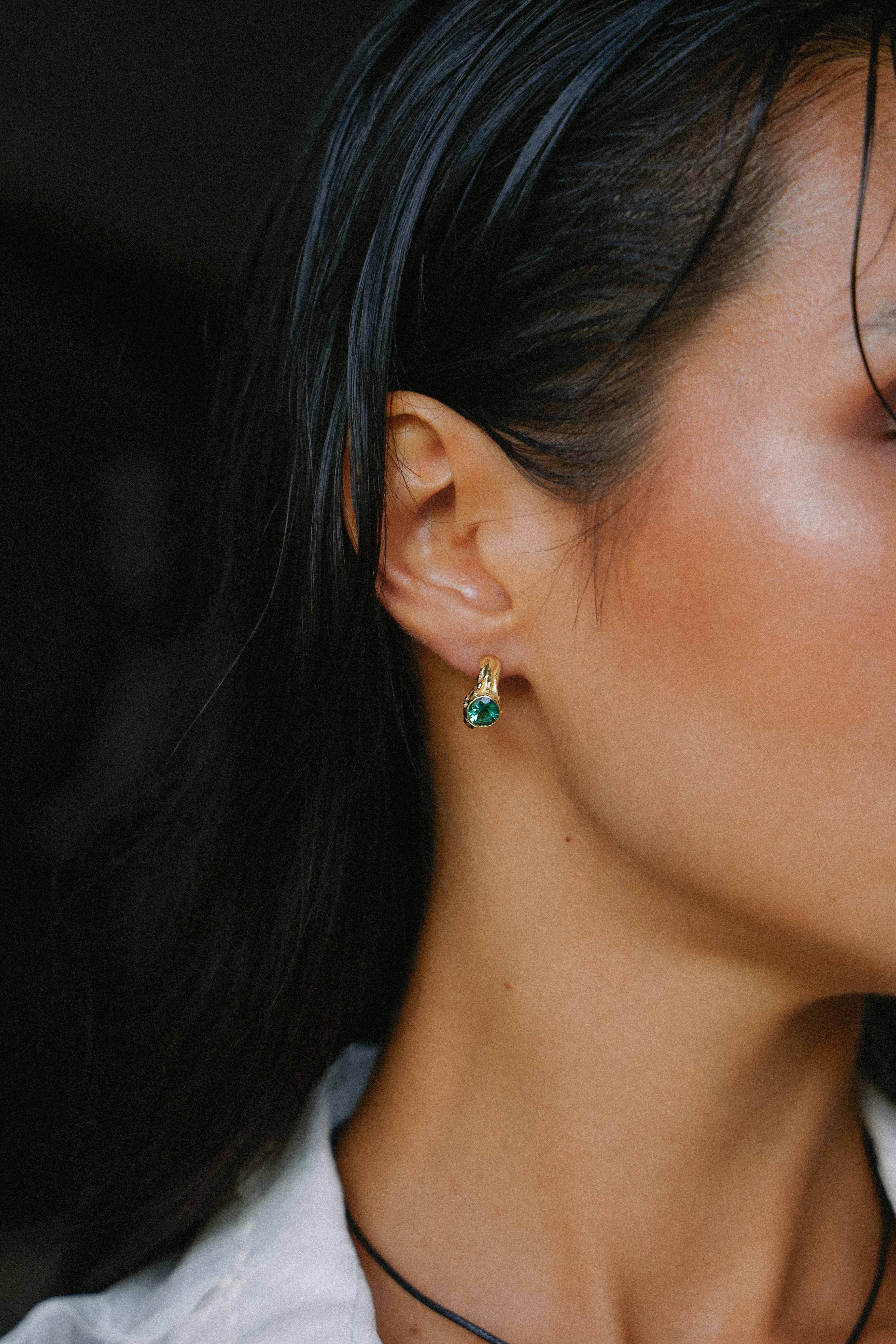 AROS SELES ORO Y CUARZO VERDE