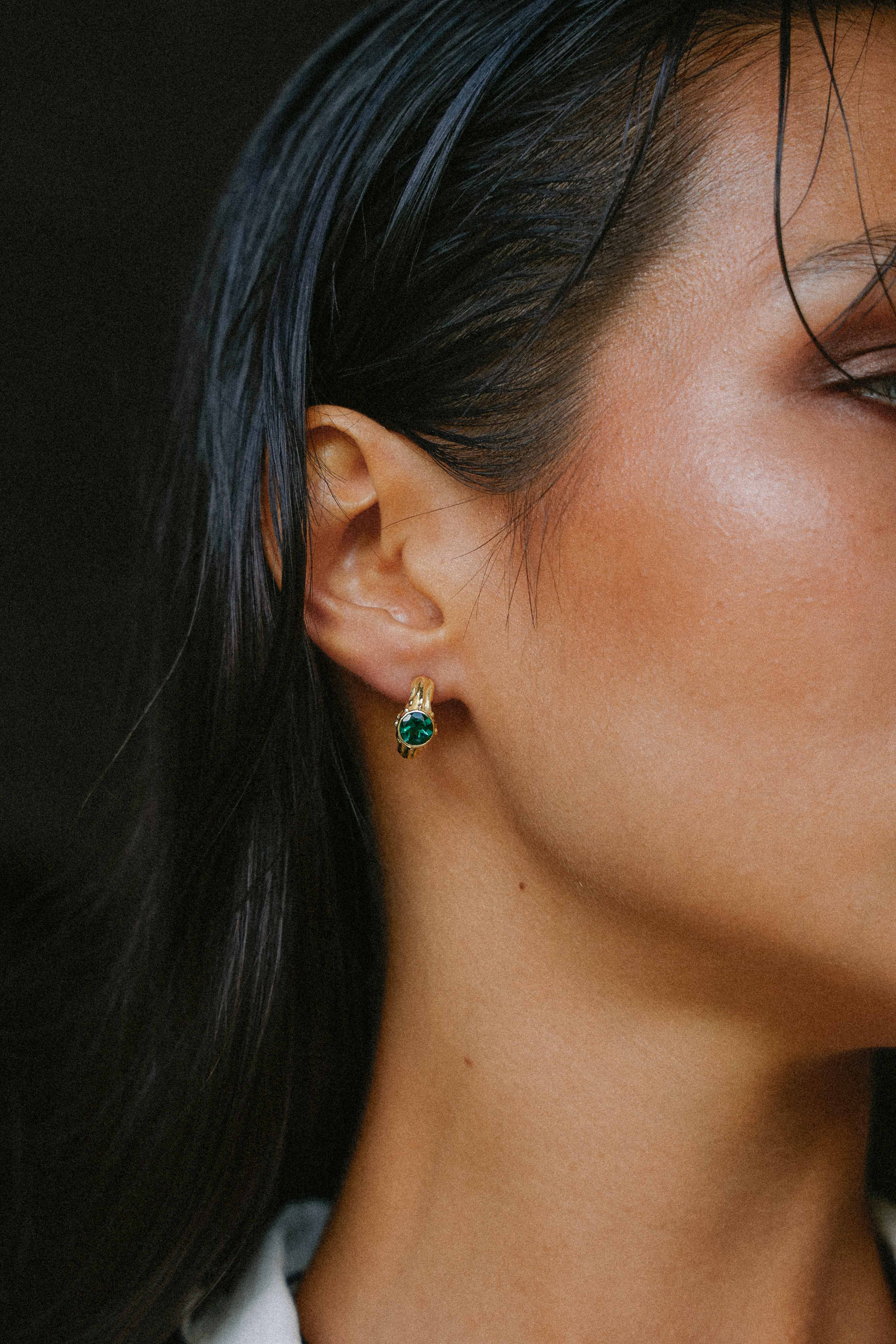 AROS SELES ORO Y CUARZO VERDE