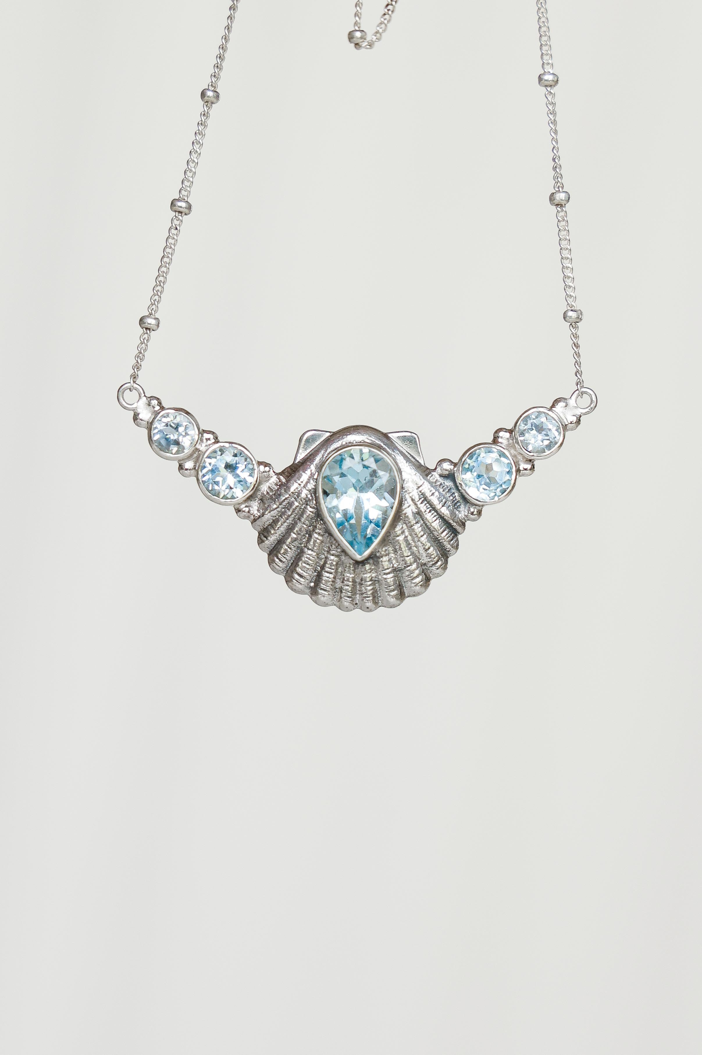 COLLAR CONMIISANKA DE PLATA DE TOPACIO CELESTE