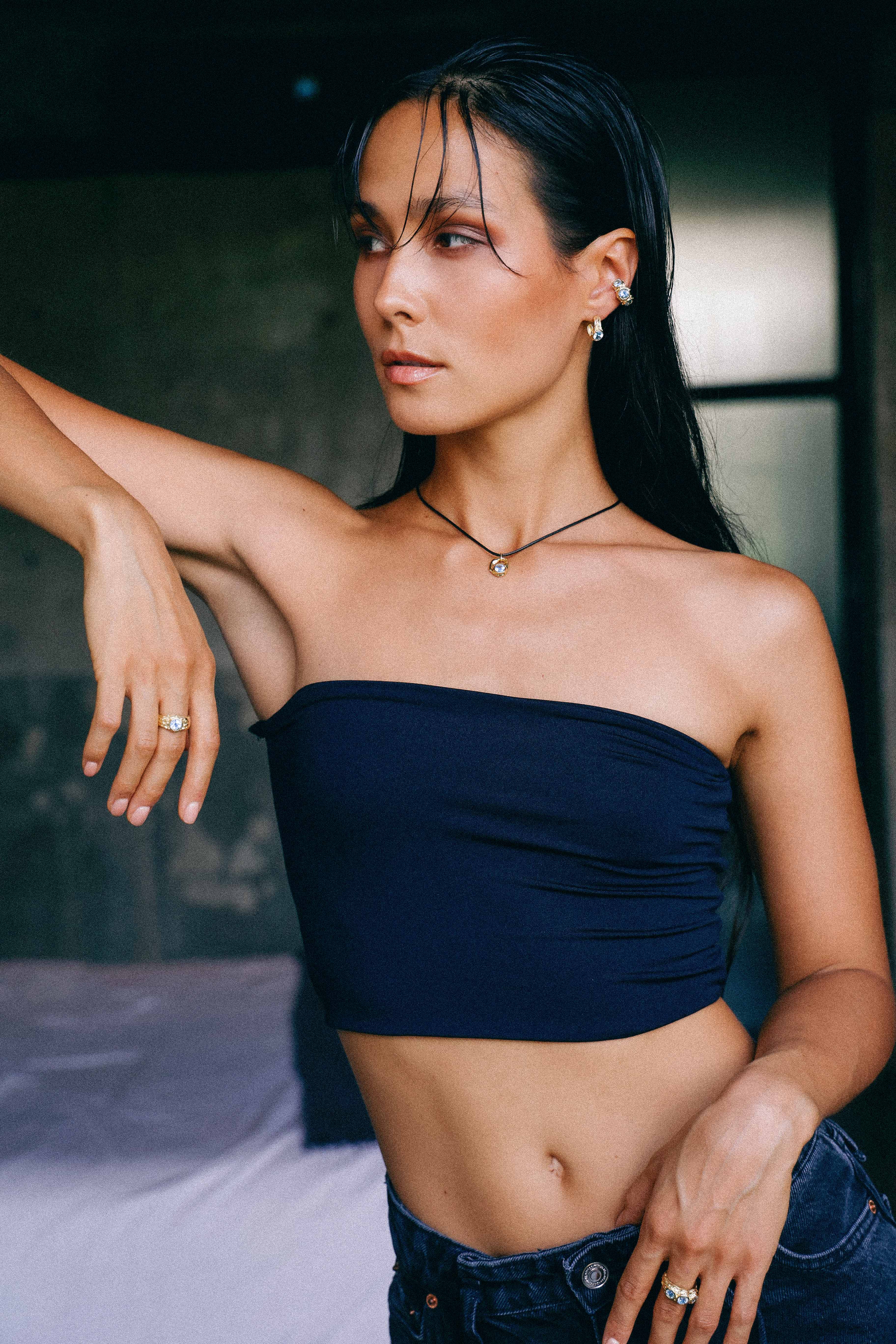 COLLAR SELES ORO Y TOPACIO CELESTE