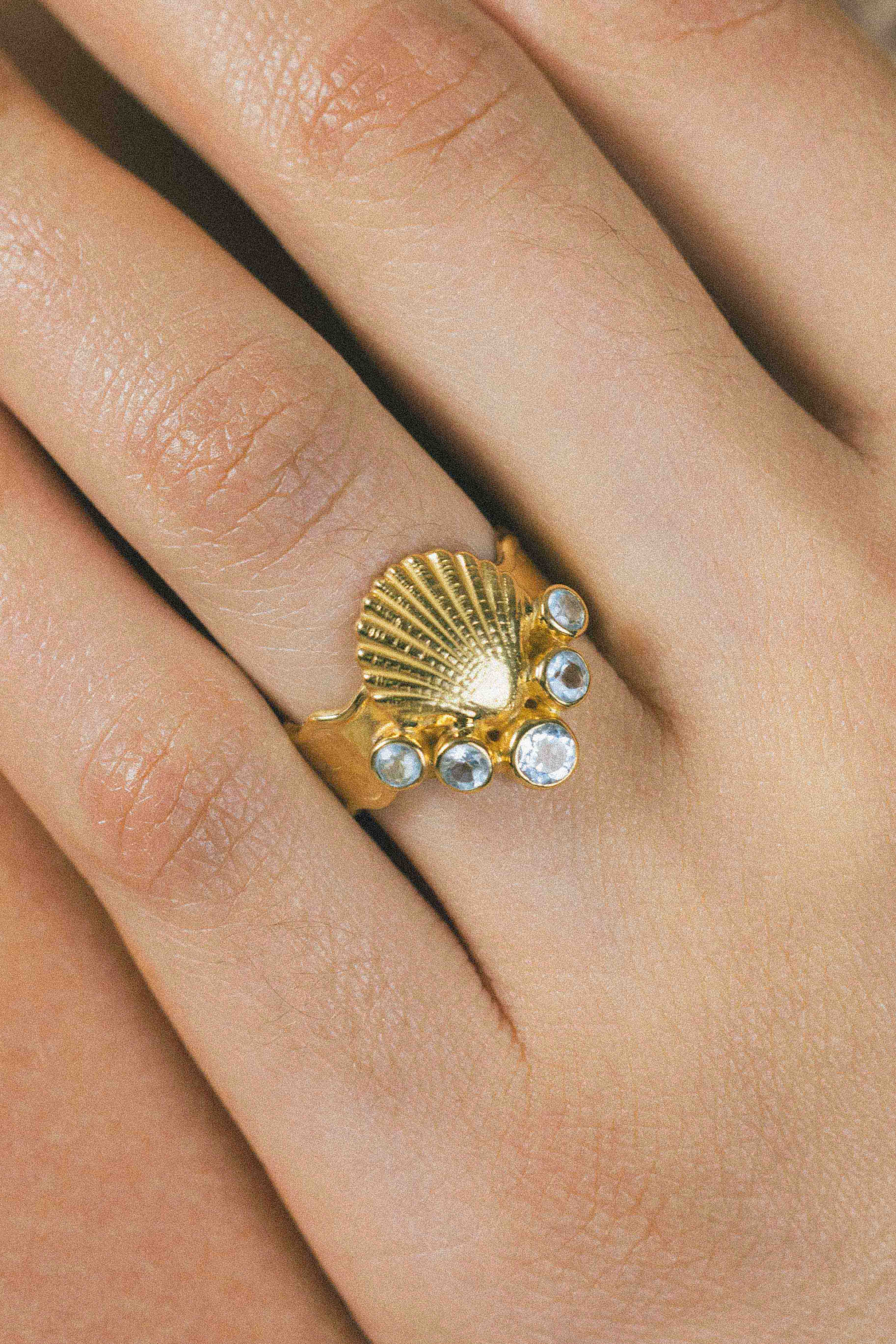 ANILLO CONMIISANKA GOLD DE TOPACIO CELESTE