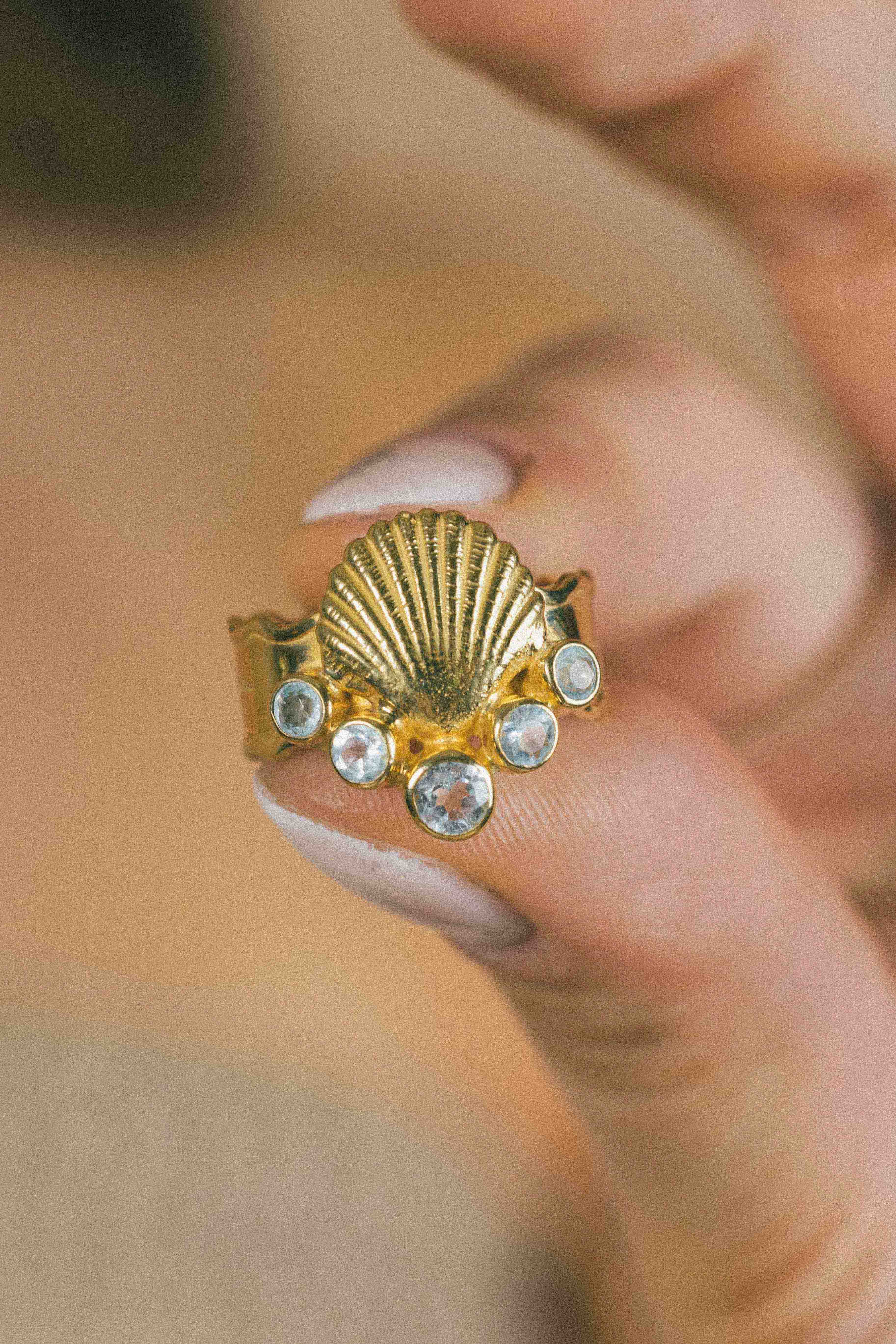 ANILLO CONMIISANKA GOLD DE TOPACIO CELESTE