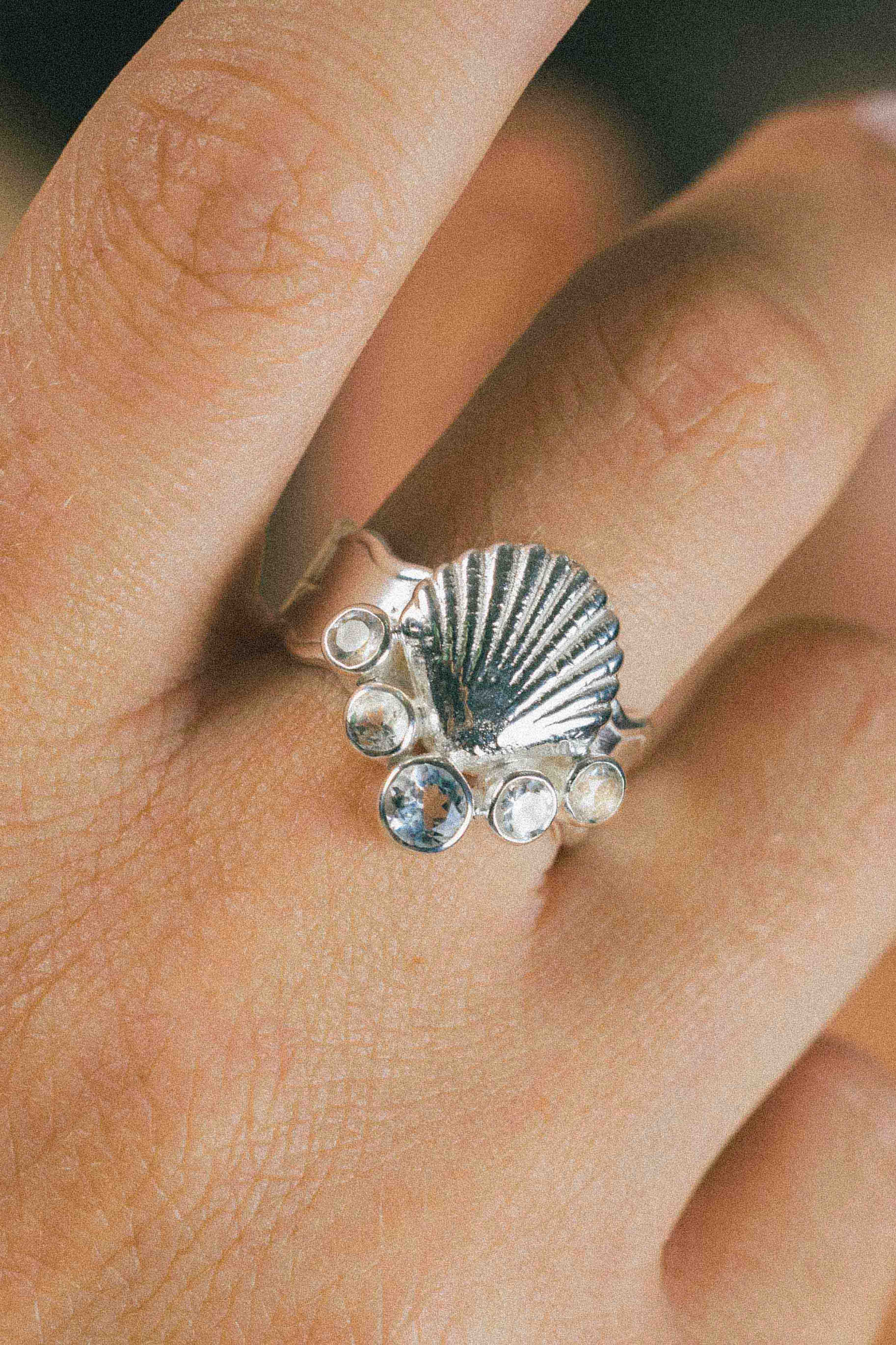 ANILLO CONMIISANKA DE PLATA Y TOPACIO CELESTE