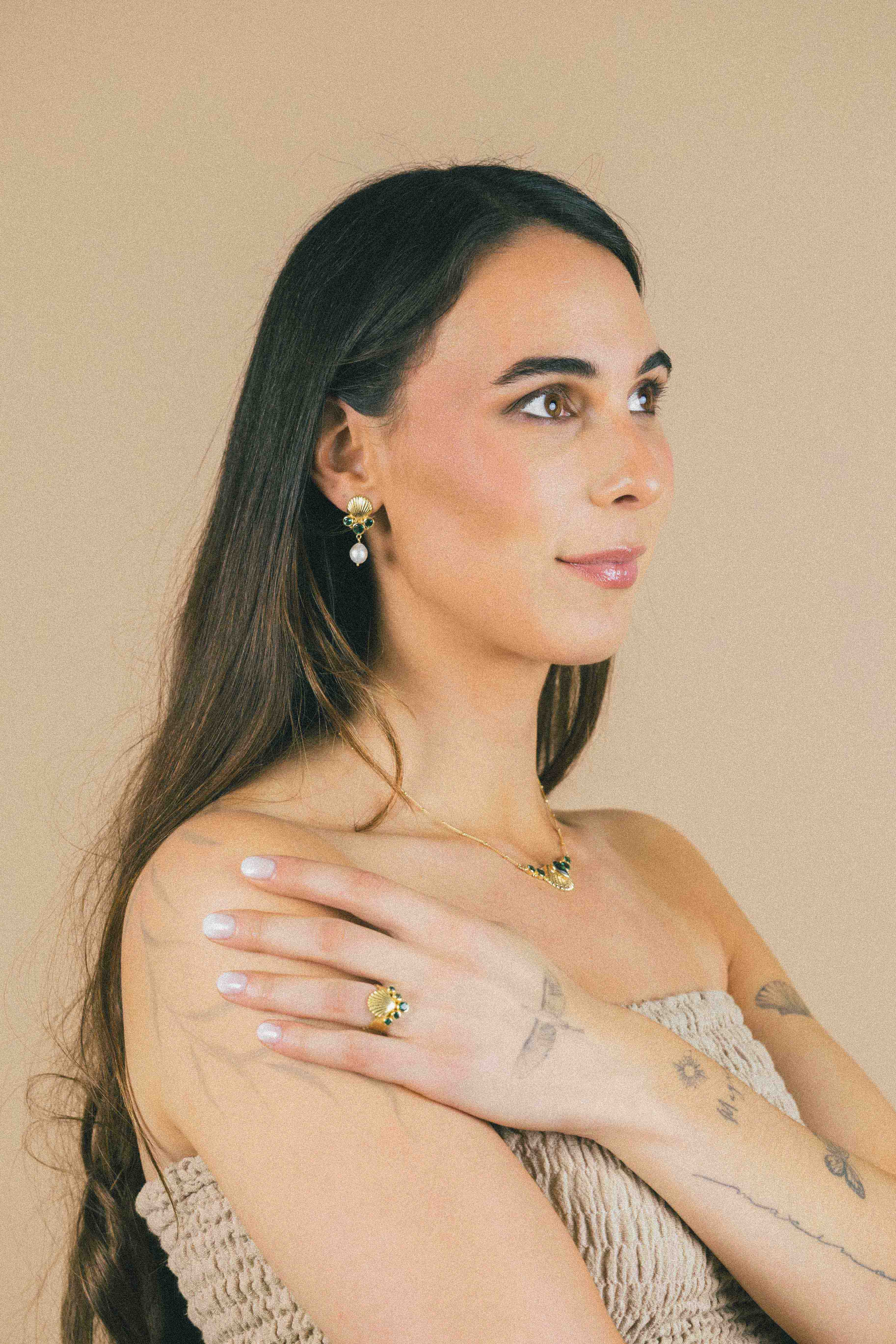 AROS CONMIISANKA GOLD DE CUARZO VERDE