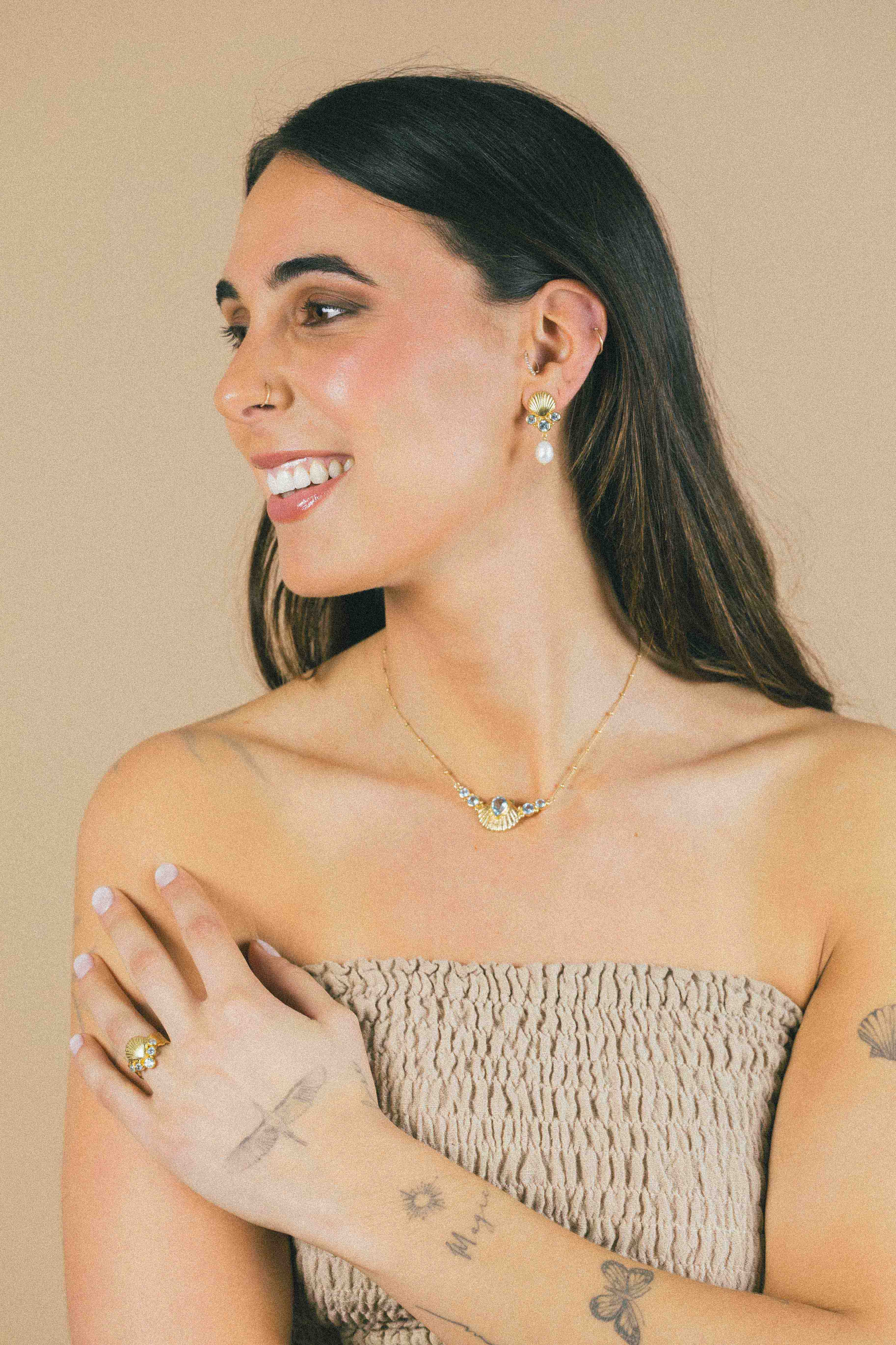 COLLAR CONMIISANKA GOLD DE TOPACIO CELESTE